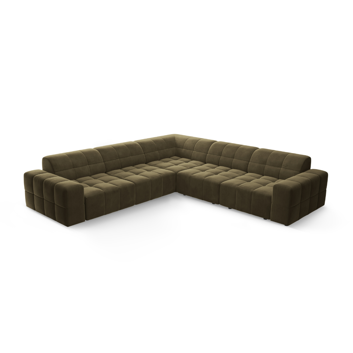 Samt-Ecksofa symmetrisch CHICAGO olivgrün