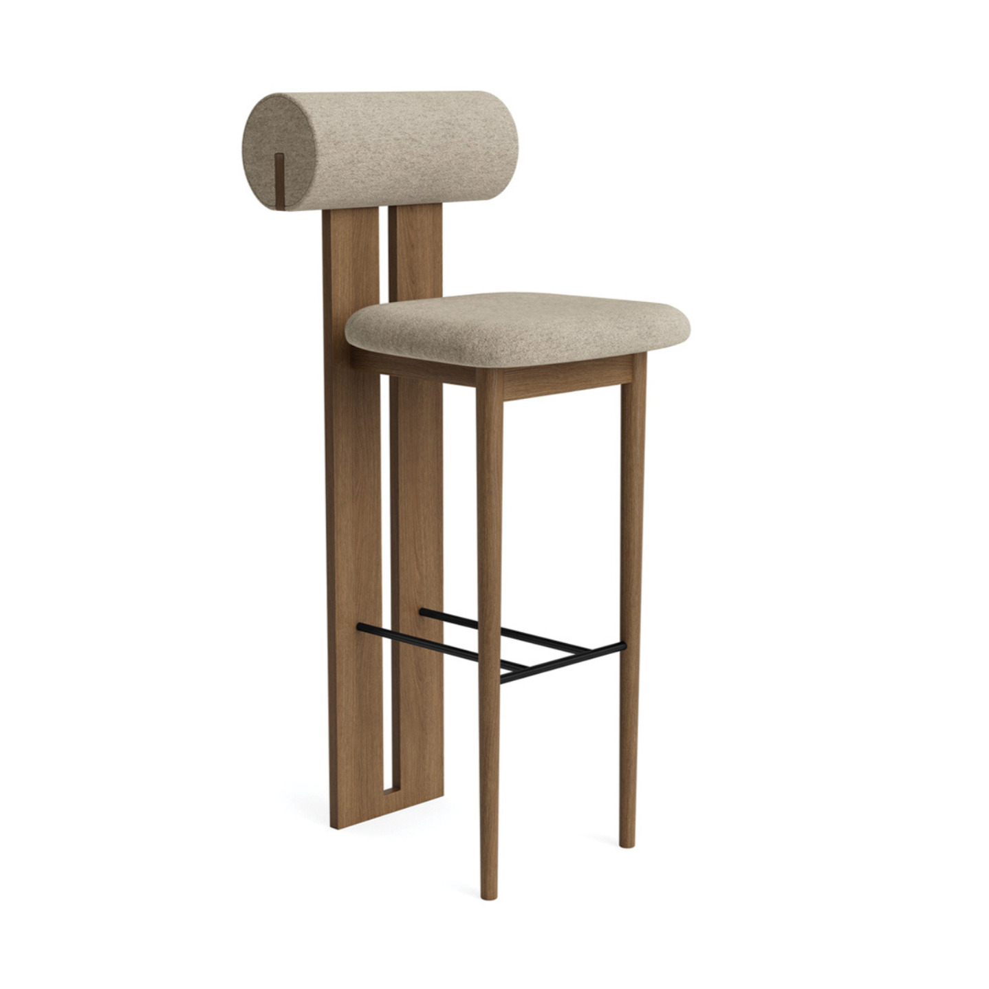 Hocker met bekleding HIPPO licht gerookt eikenhout