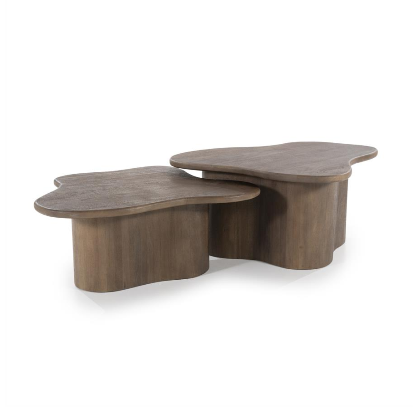 Set van salontafels FALL donkerbruin mango hout
