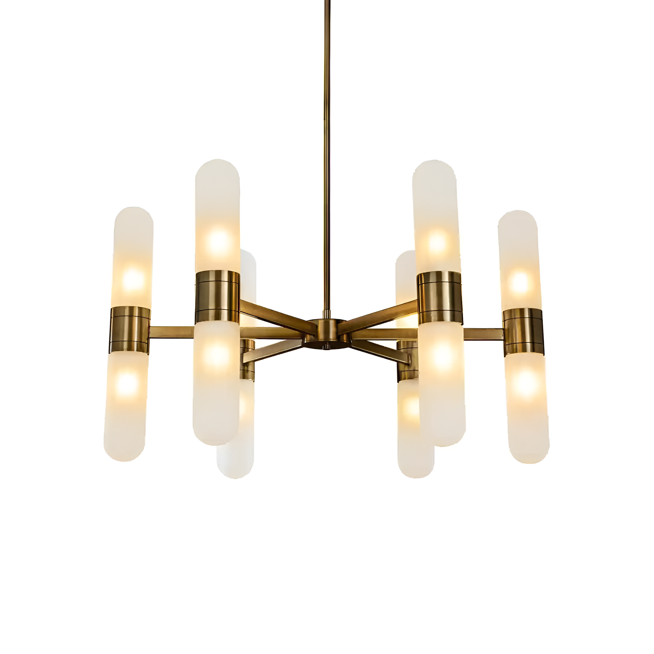 Kroonluchter TRICON melkglas met bruin