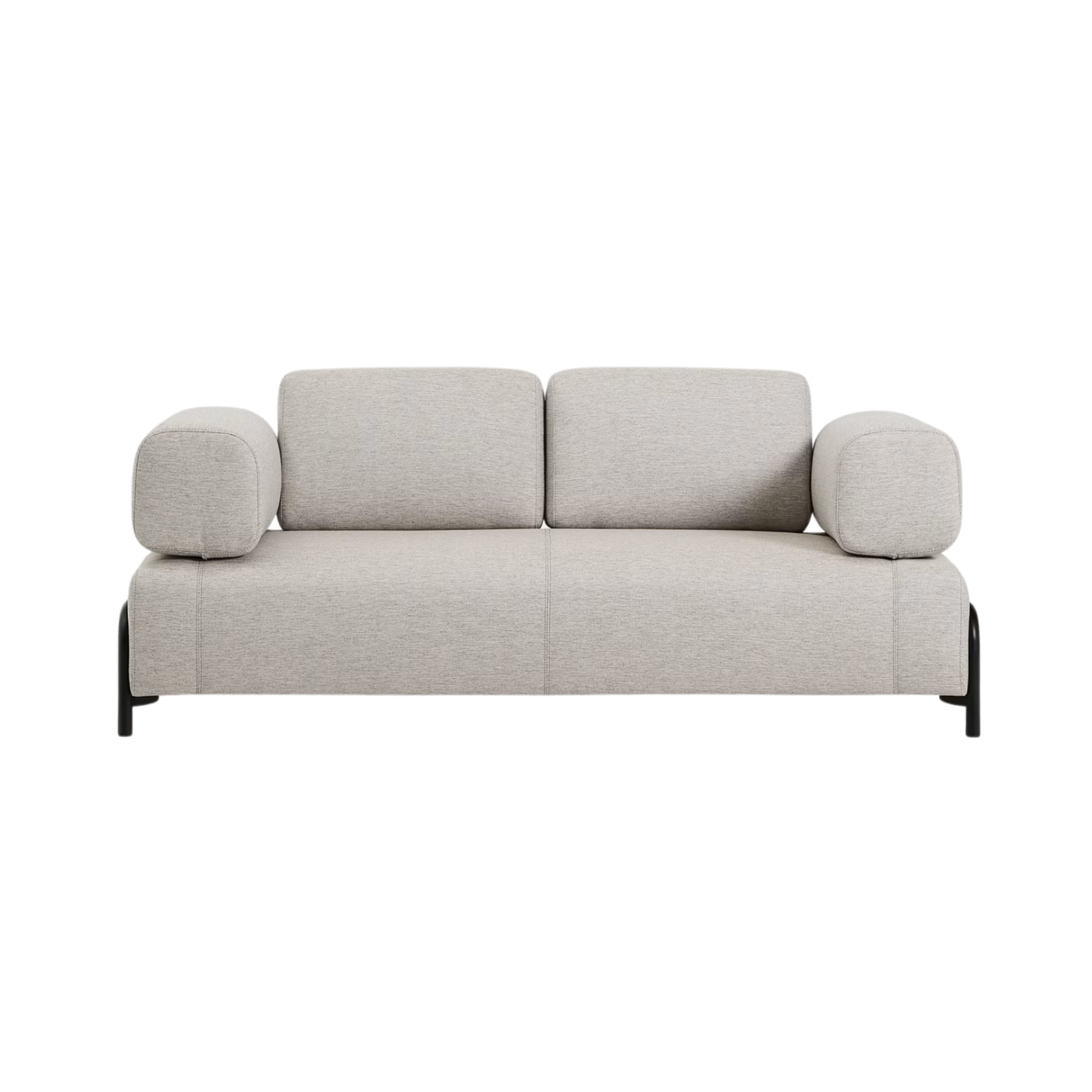 2-seater sofa with armrests COMPO gray-beige with black base
