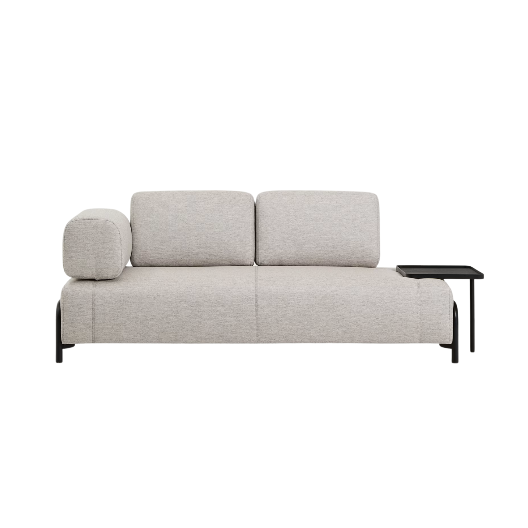 2-sitziges Sofa linksseitig mit Regal COMPO grau-beige mit schwarzem Gestell