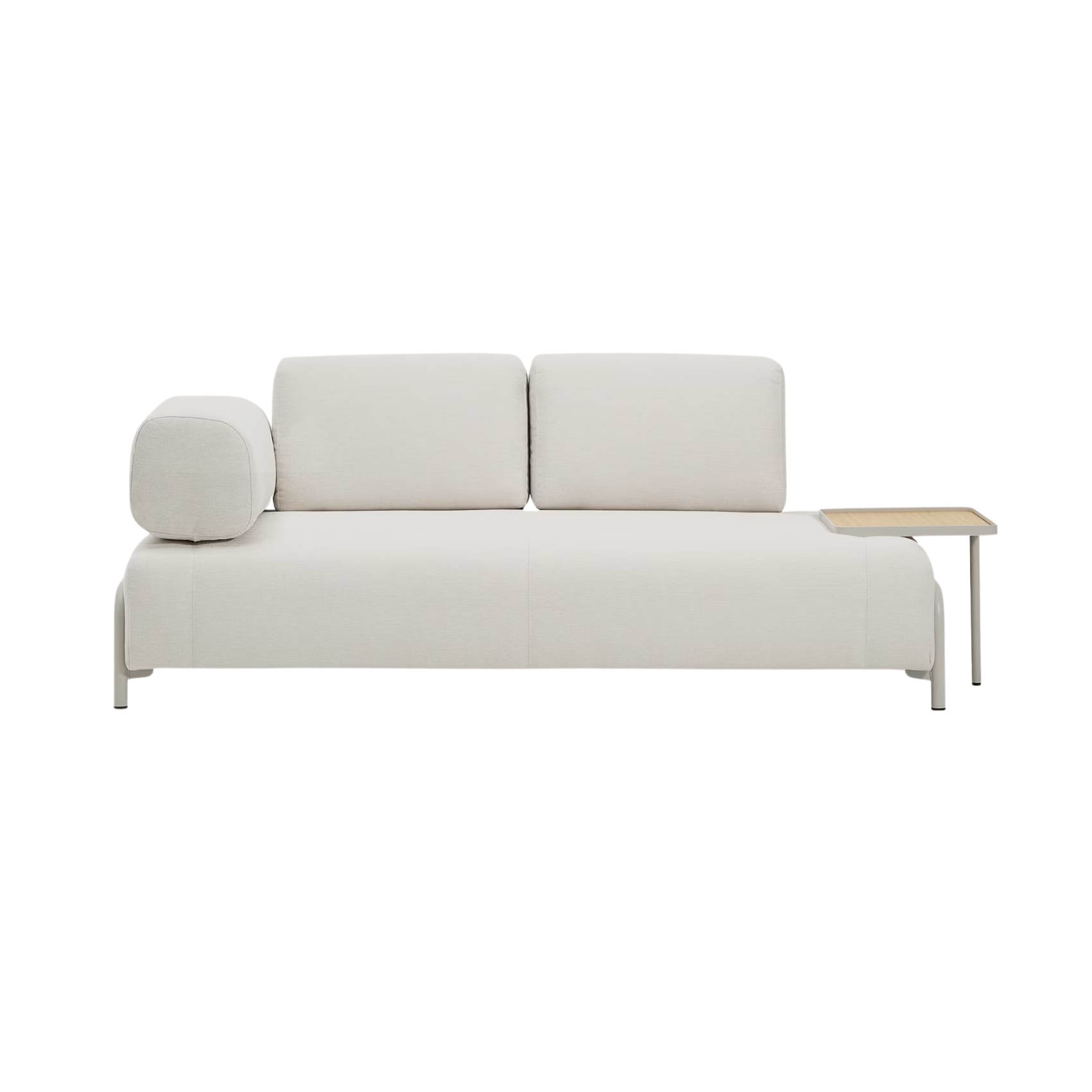 Sofa 2-sitzig links mit Regal COMPO beige mit beigem Sockel