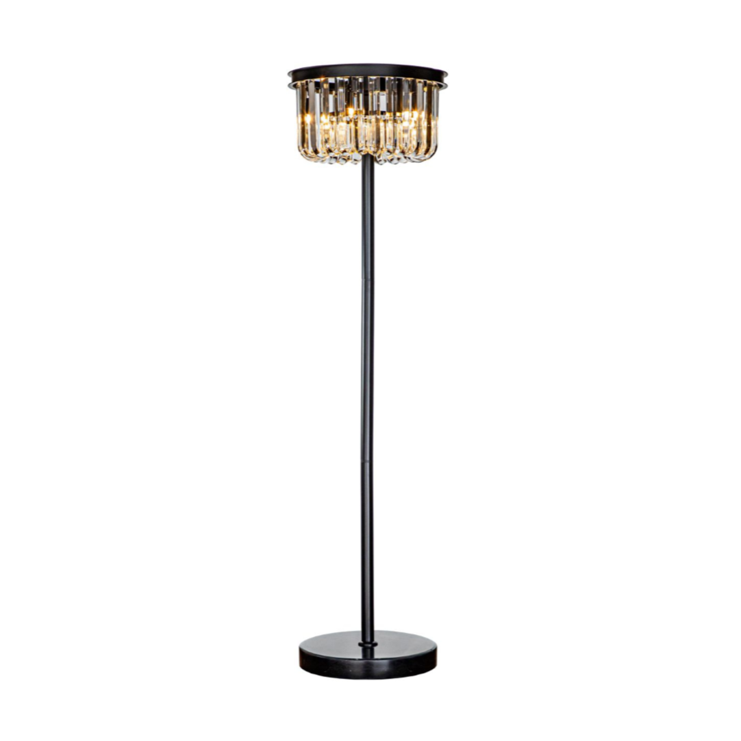 Vloerlamp DAGMAR glas met zwarte voet