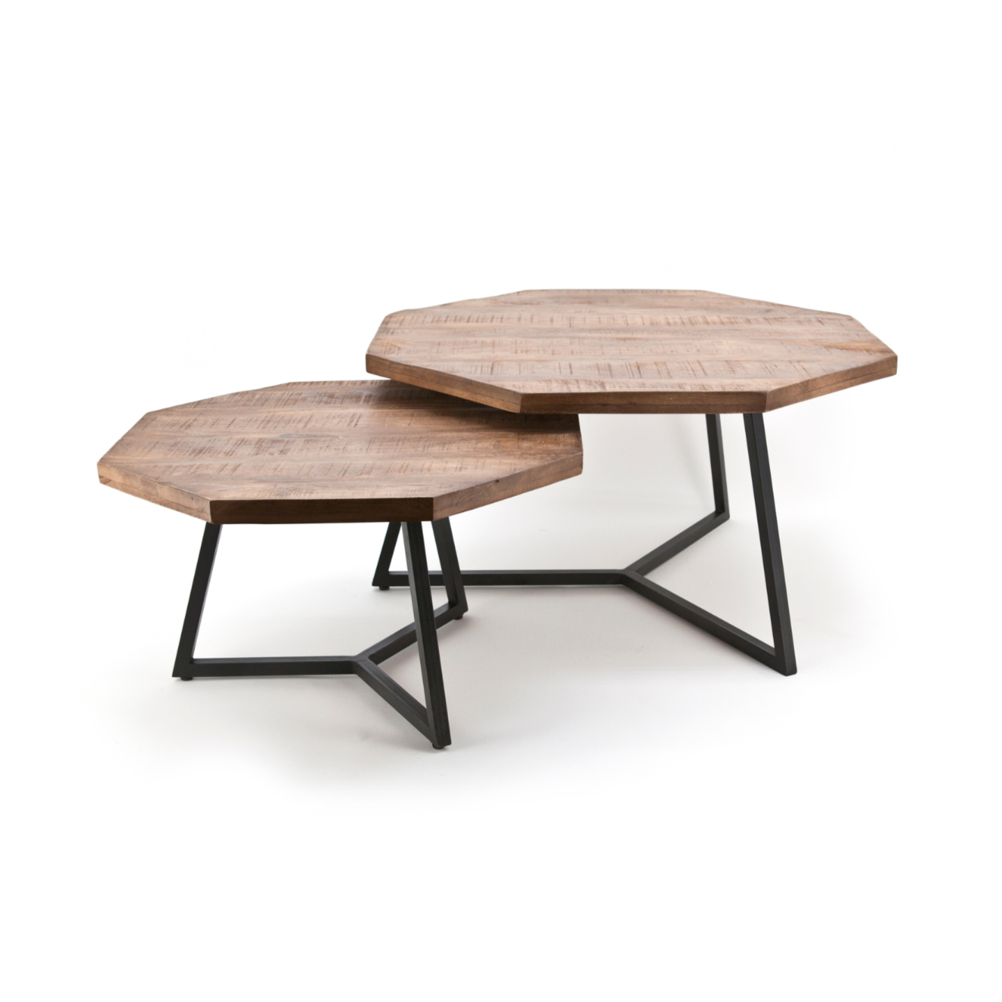 Set van salontafels OCTAGON mango-hout