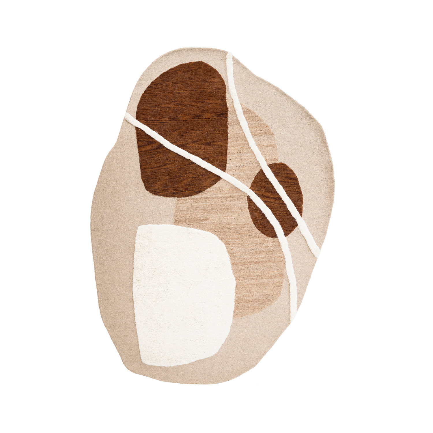 Ovale tapijt OGANI beige met bruin