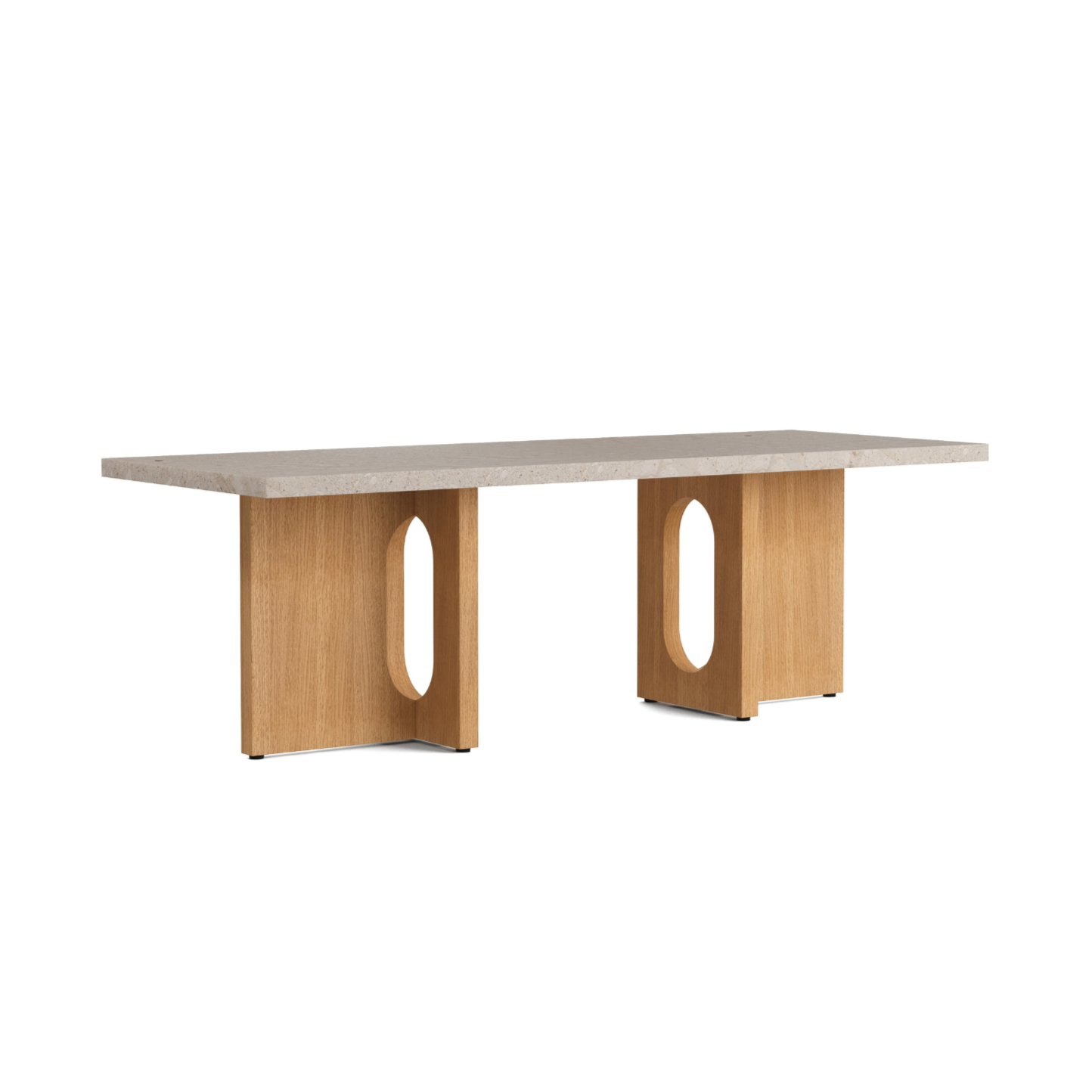 ANDROGYNE coffee table beige marble with oak base