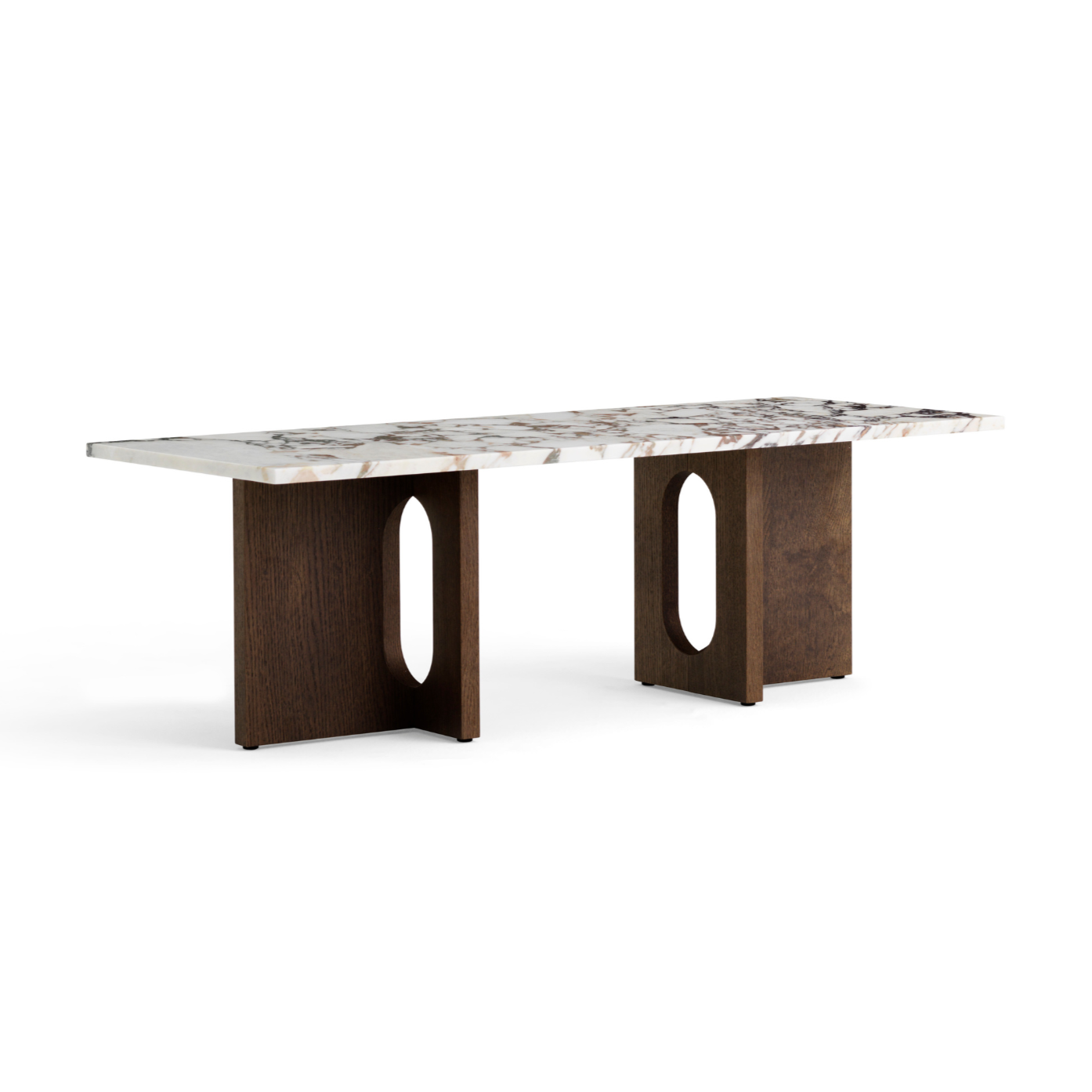 ANDROGYNE coffee table white-brown marble with a dark oak base