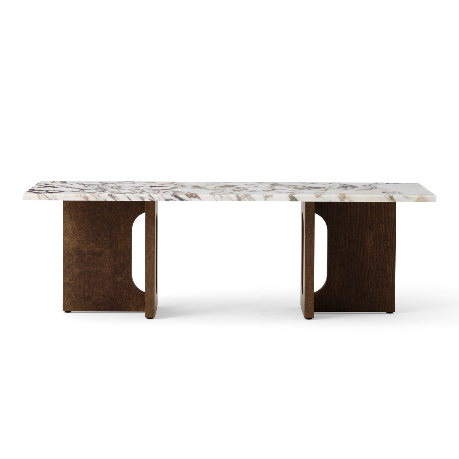ANDROGYNE coffee table white-brown marble with a dark oak base