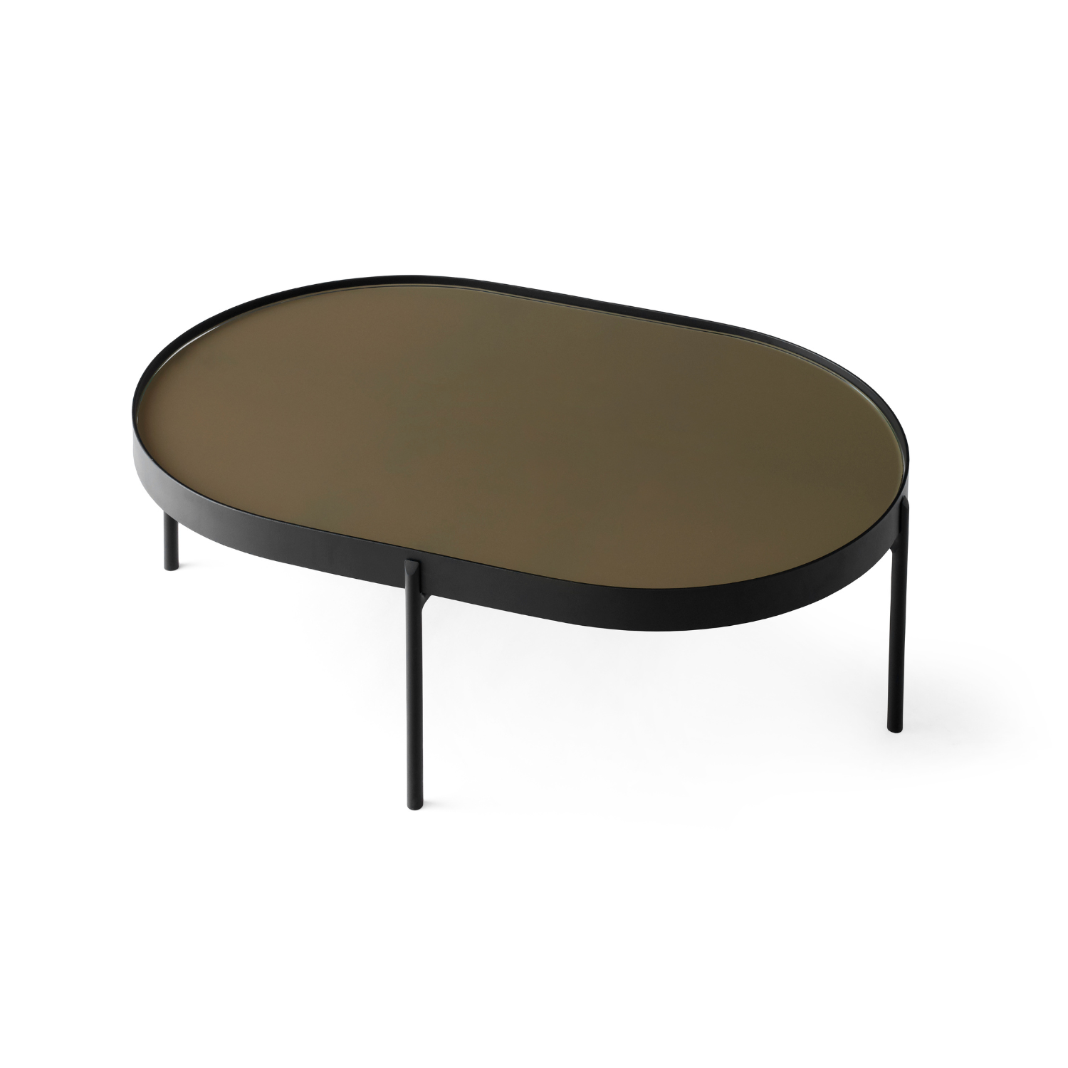 Salontafel NONO bruin glas met zwarte basis