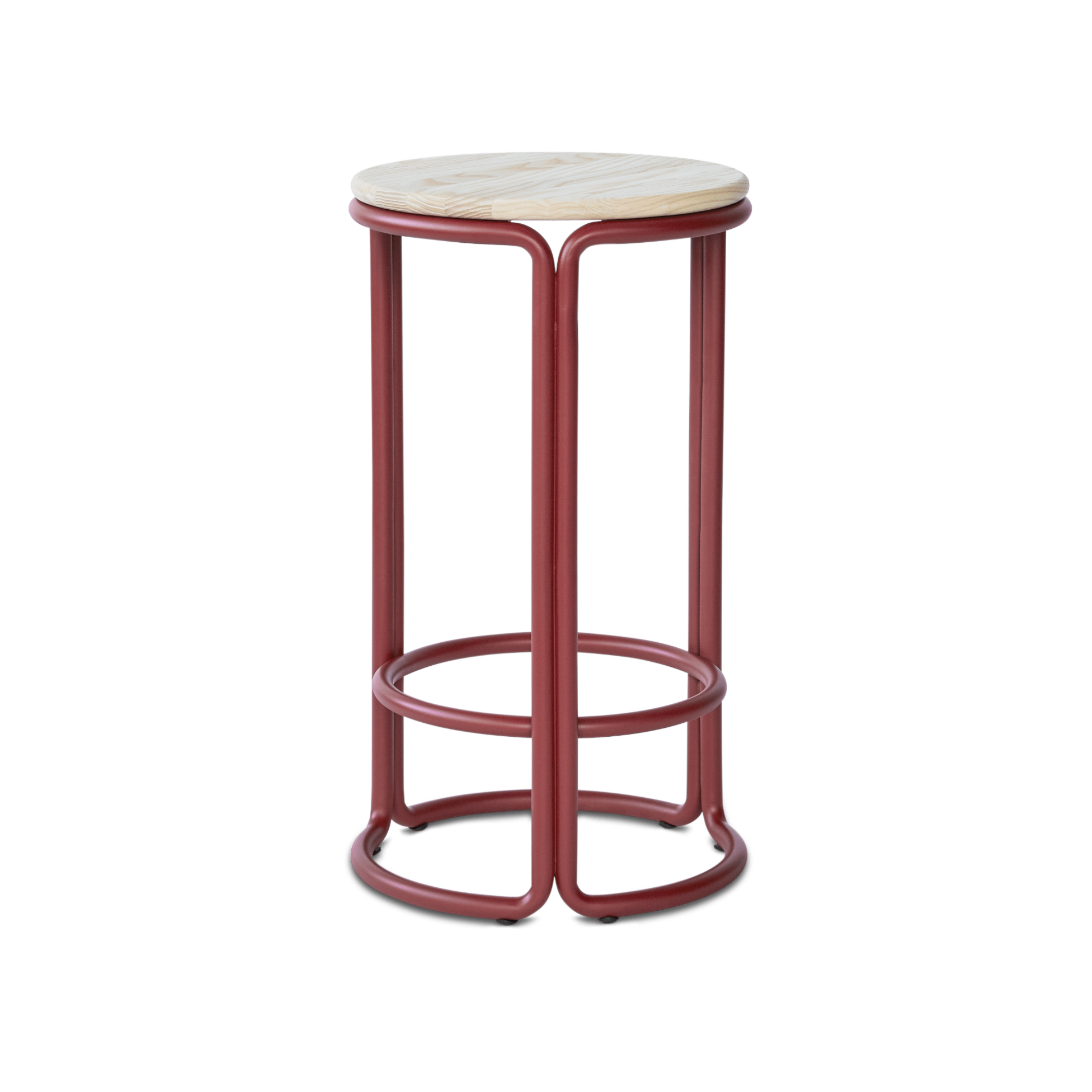 HARDIE red stool with natural seat