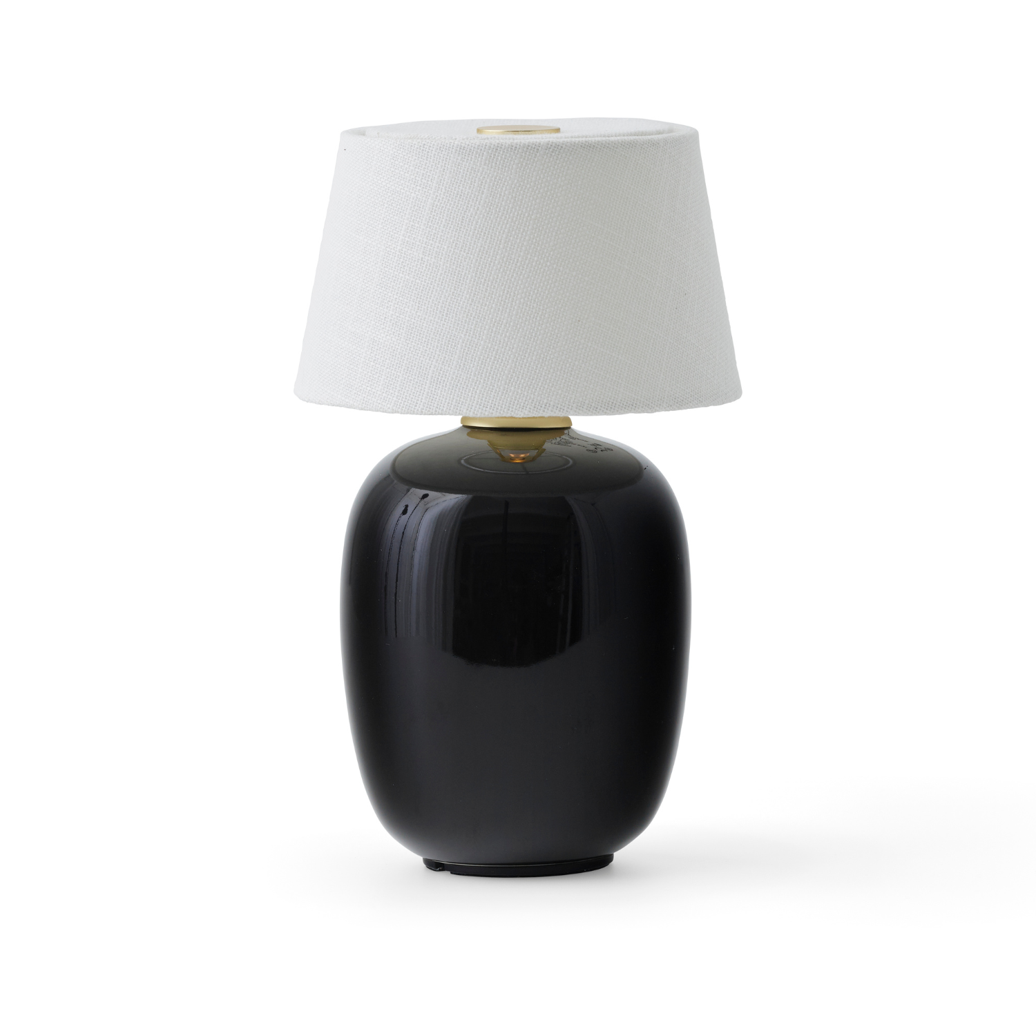 Tragbare Lampe TORSO schwarze Keramik mit weißem Schirm