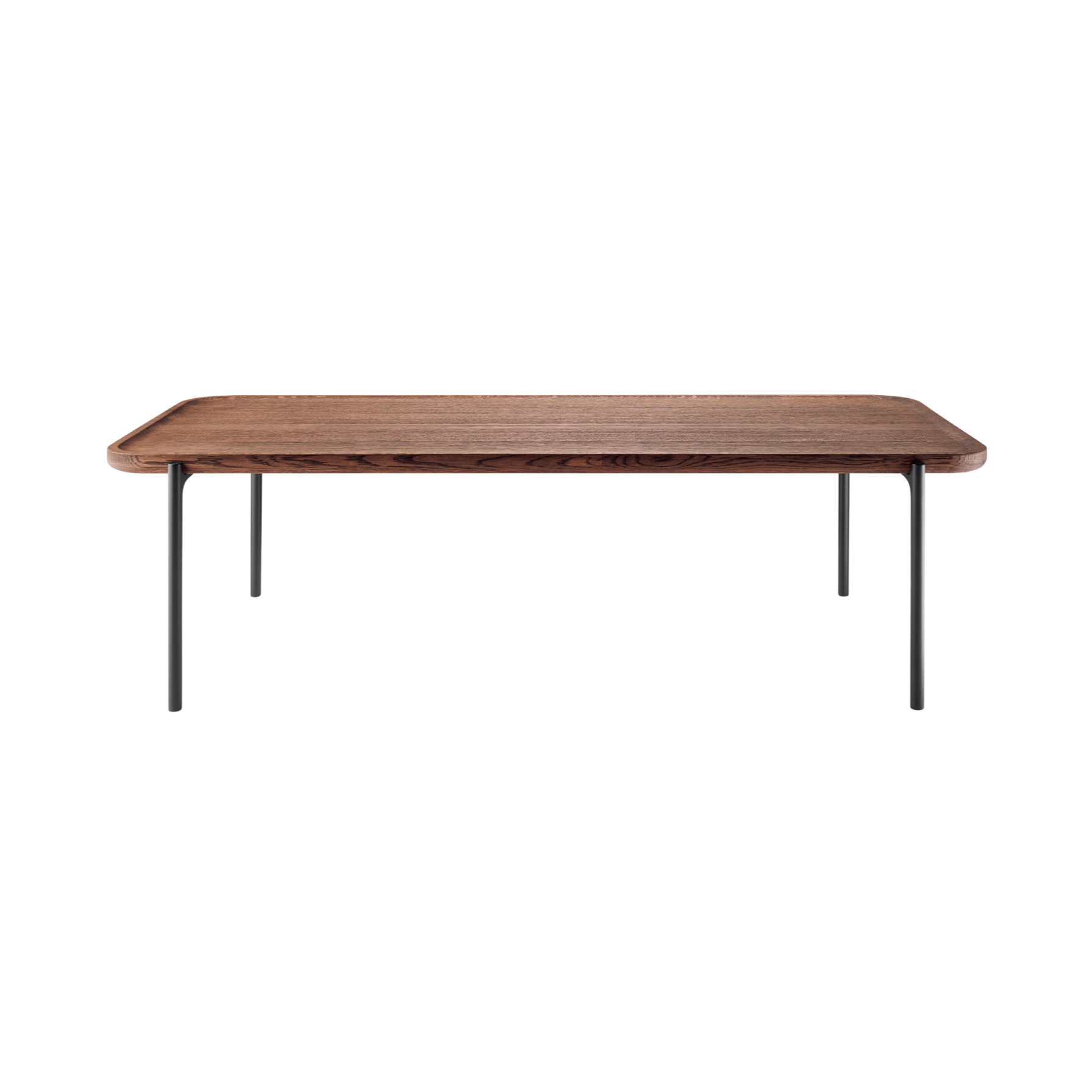 Rectangular coffee table SAVOYE brown oak with black base