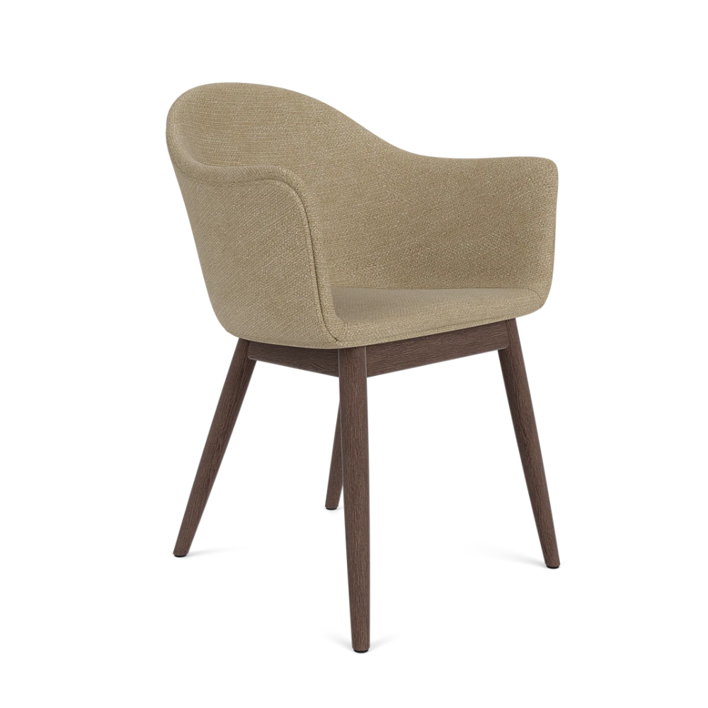 HARBOUR Armchair beige boucle with dark oak base