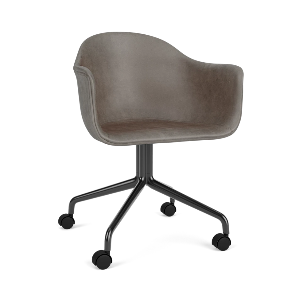 Bureau fauteuil HARBOUR grijs leer met zwarte basis