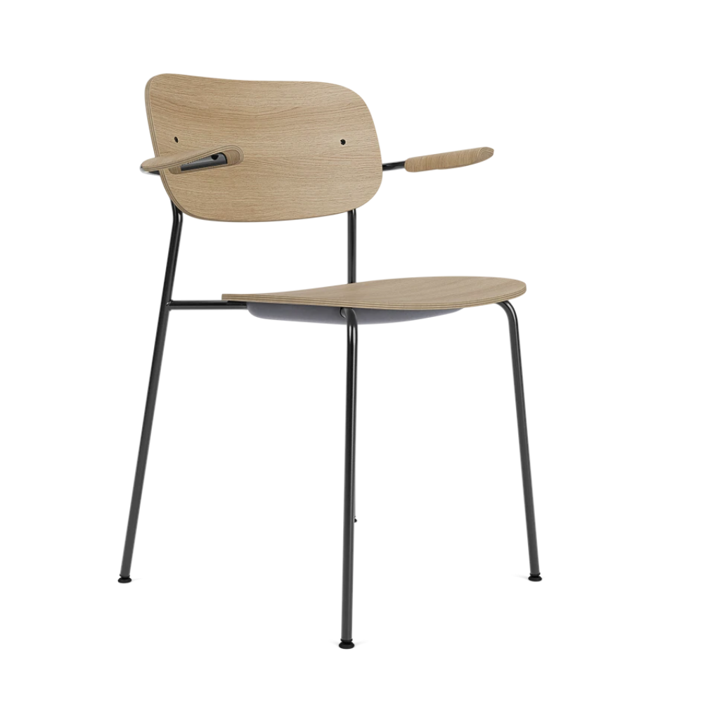 CO oak veneer armchair with black base