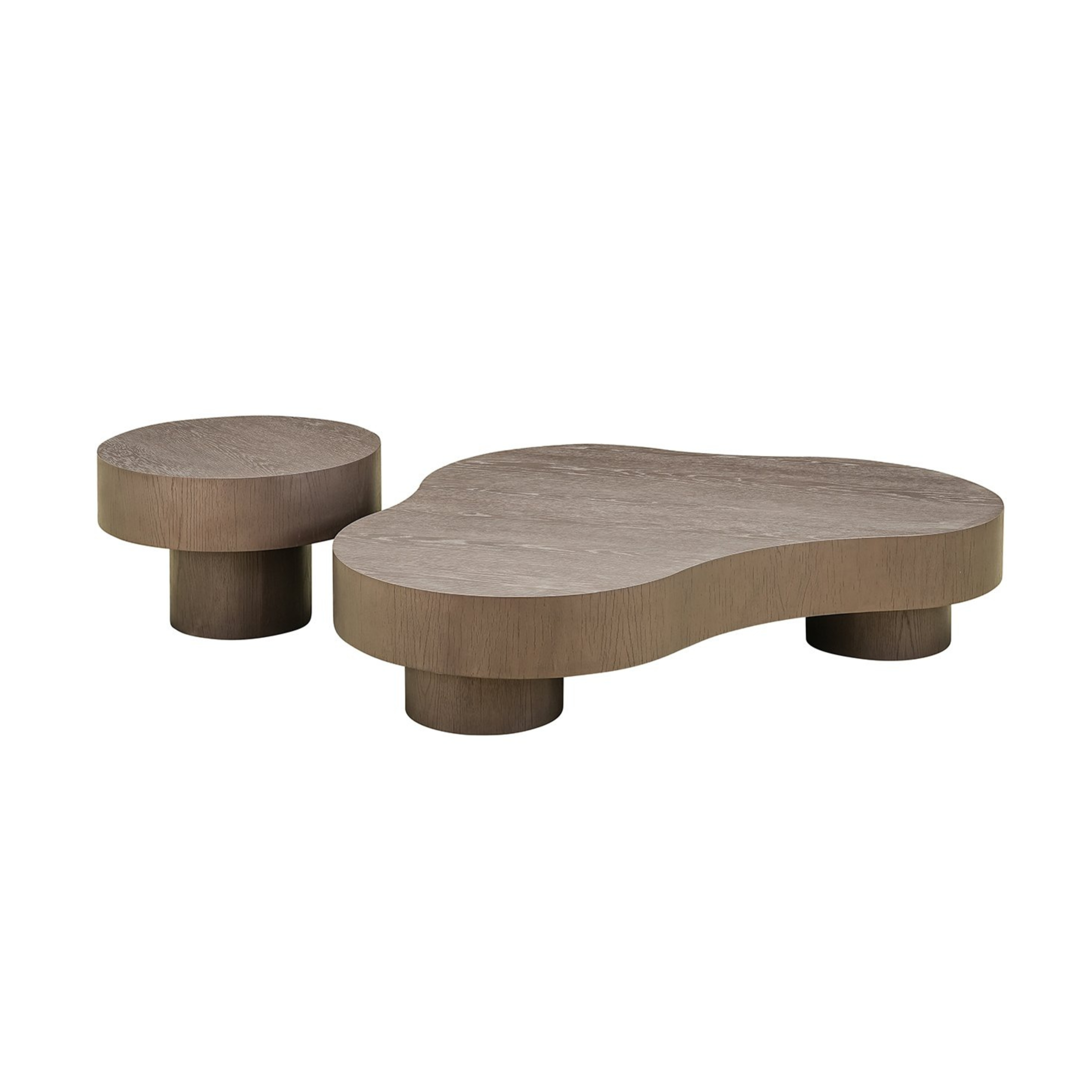 BOGOR Brown Oak Veneer Coffee Table Set