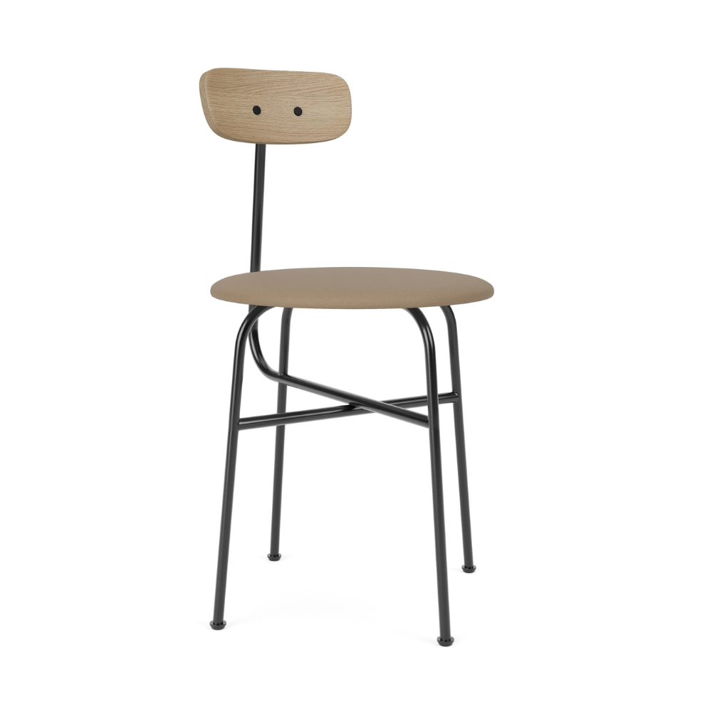 Stuhl AFTEROOM Eichenfurnier mit gepolstertem beigen Sitz