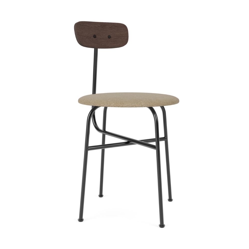 Stoel AFTEROOM donker eikenfineer met beige gestofferde zitting