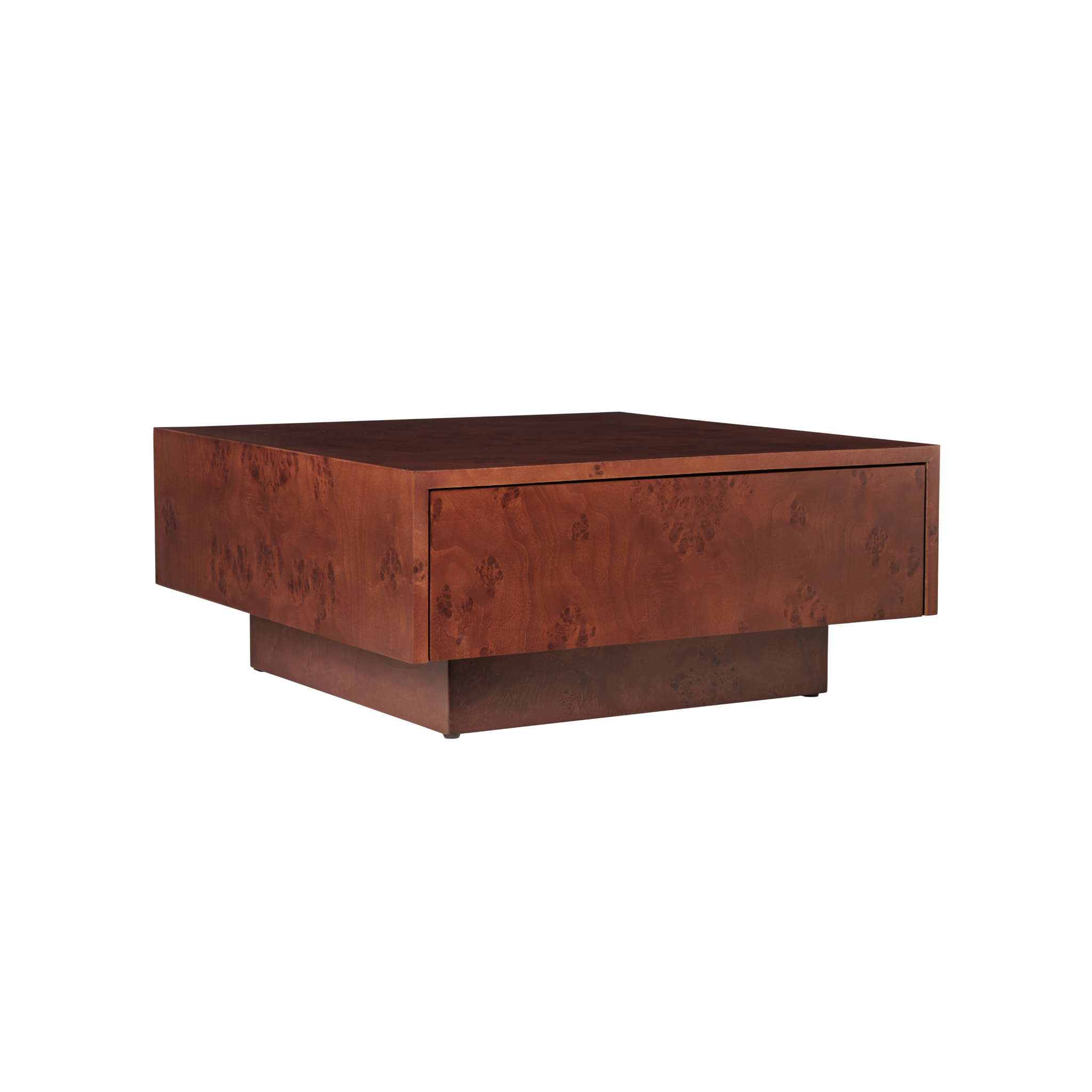 BURL brown veneer coffee table with drawer made of poplar burl