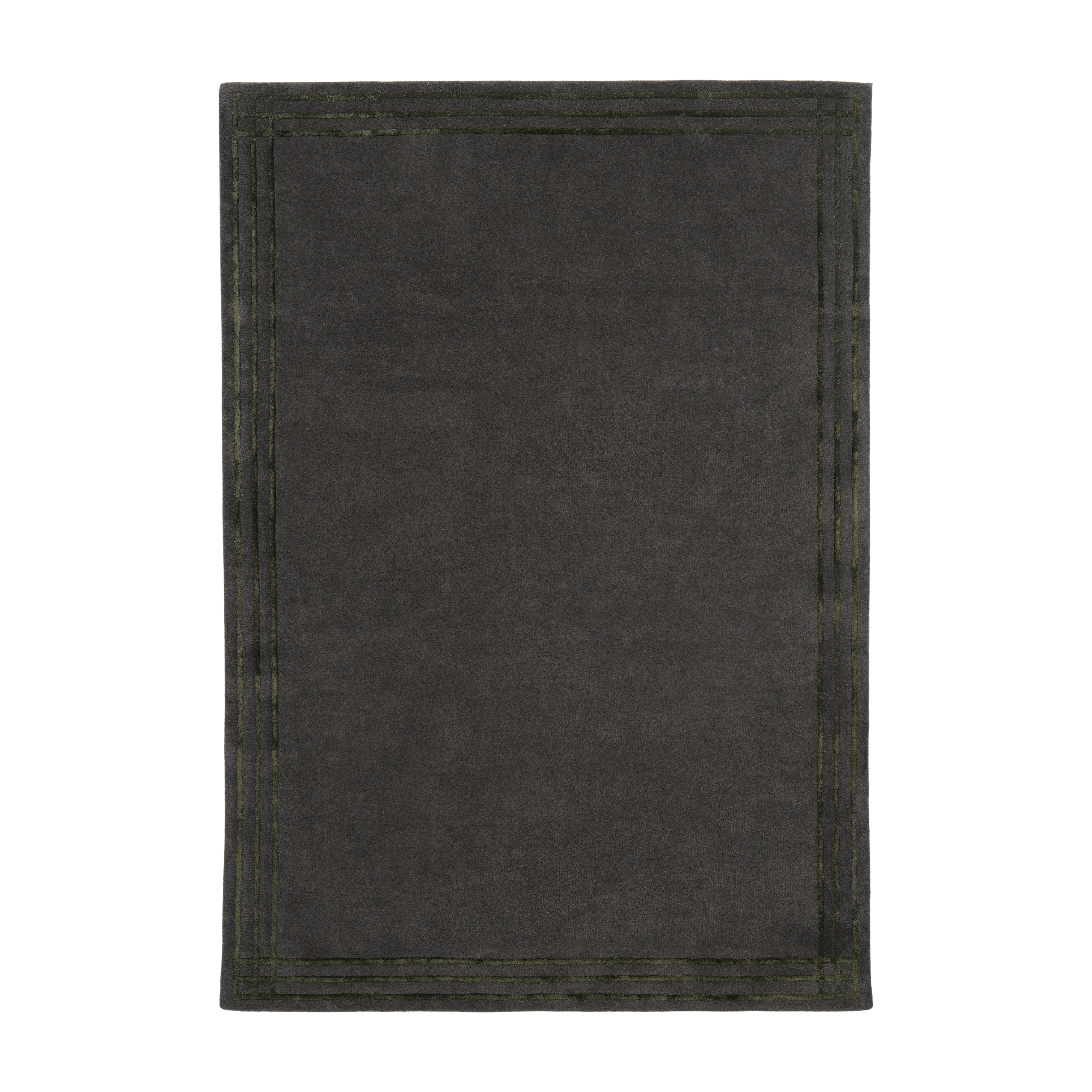 Teppich LINEA in Graphit mit dunkelgrünen Linien