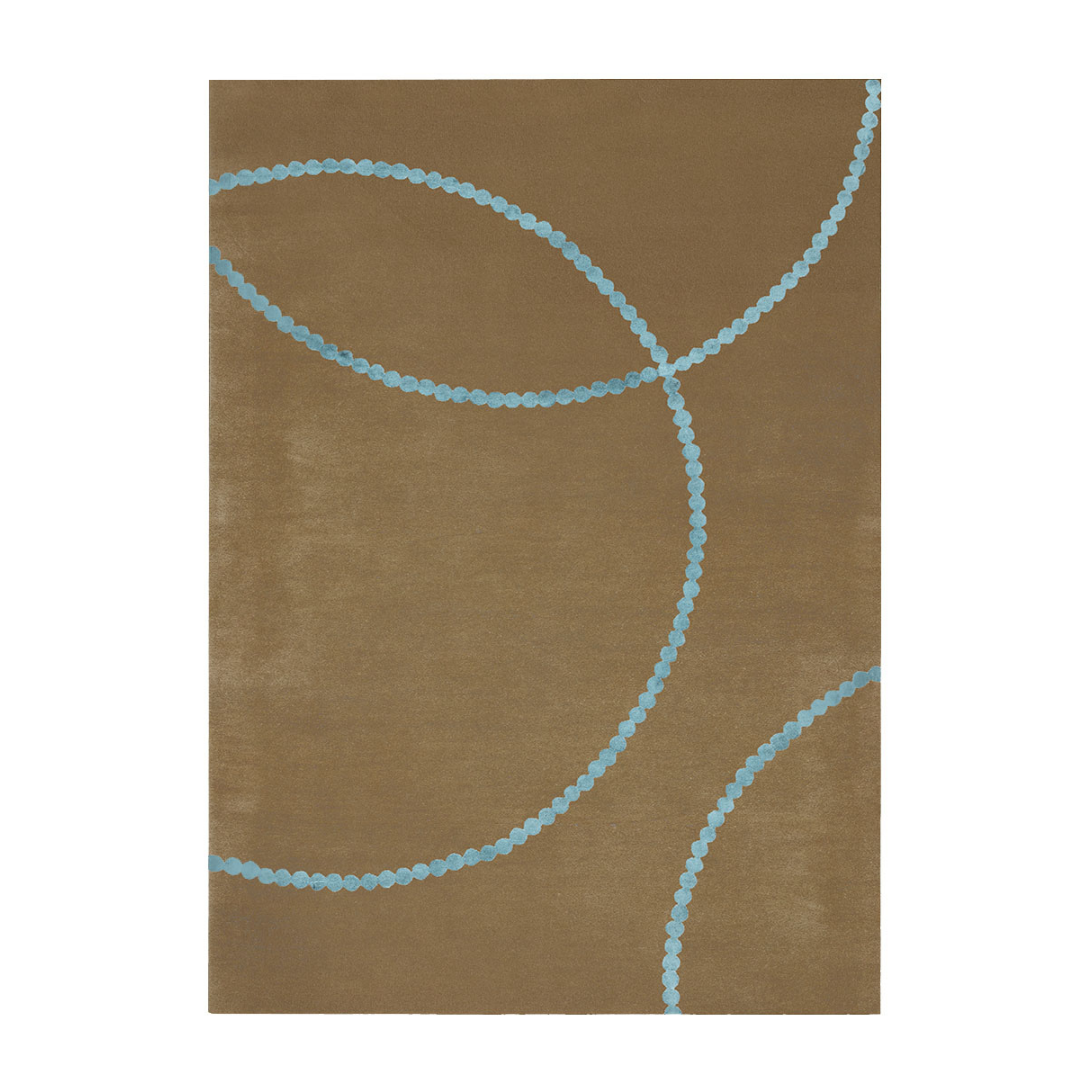 LUNA rug brown with blue pattern