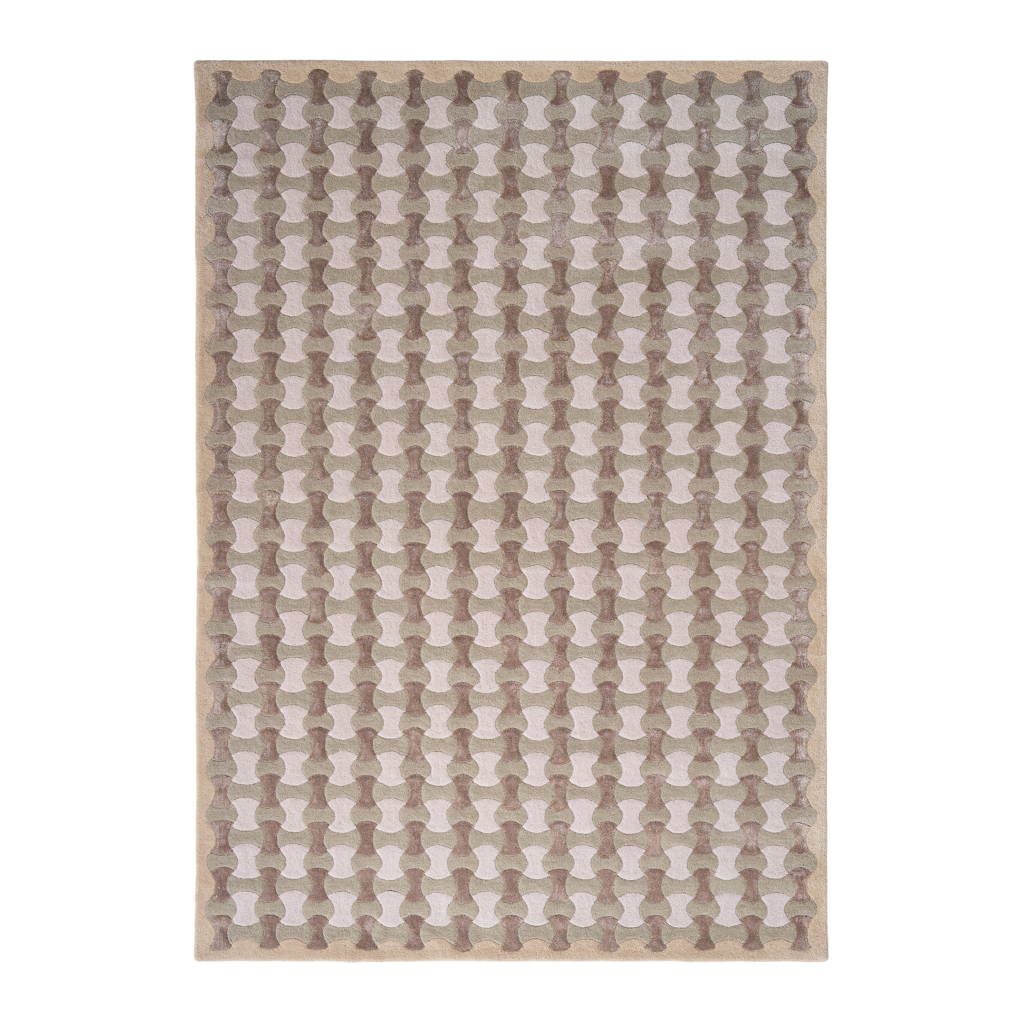 SCALLOP olive rug with gray and beige