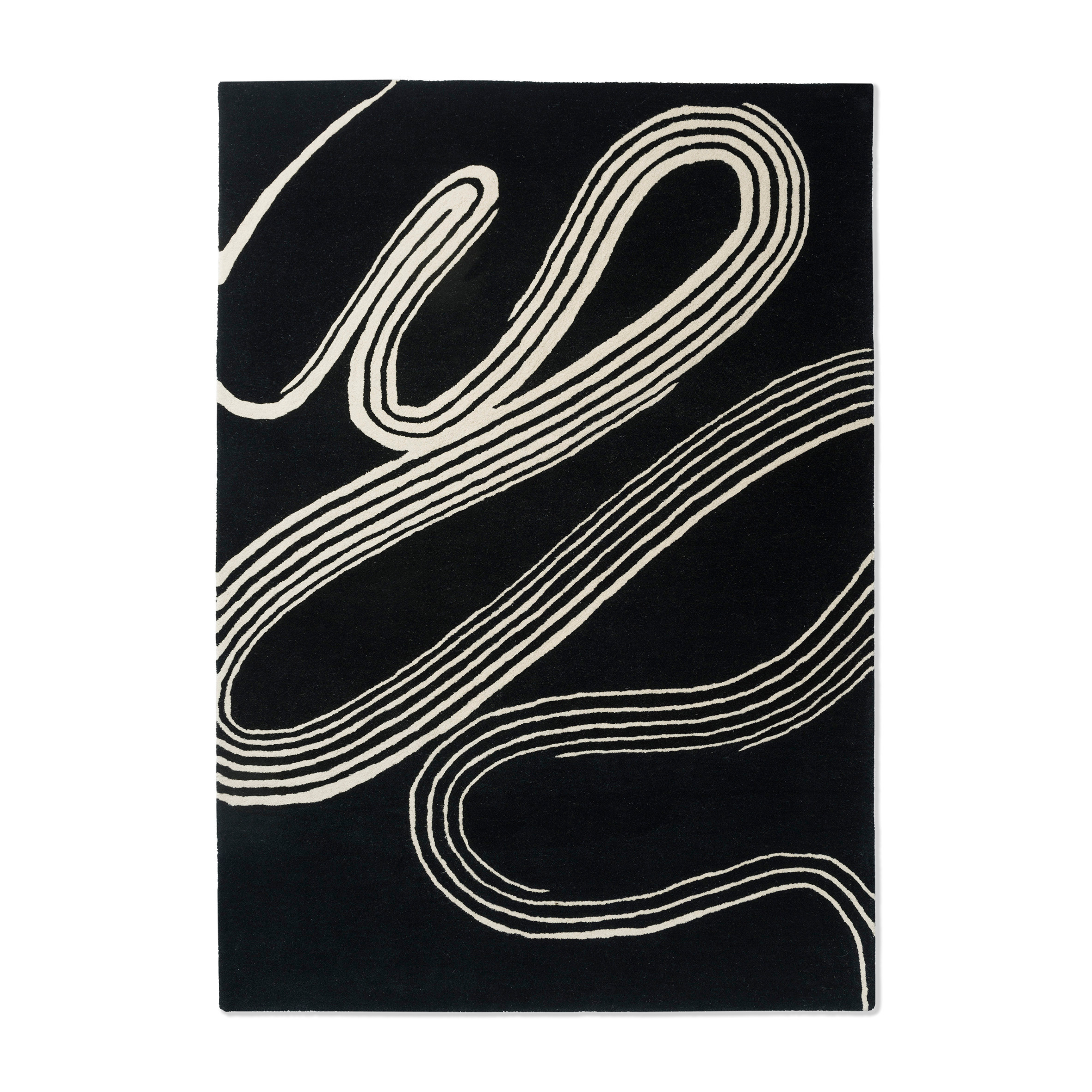 DECOR FLOW black rug with beige pattern