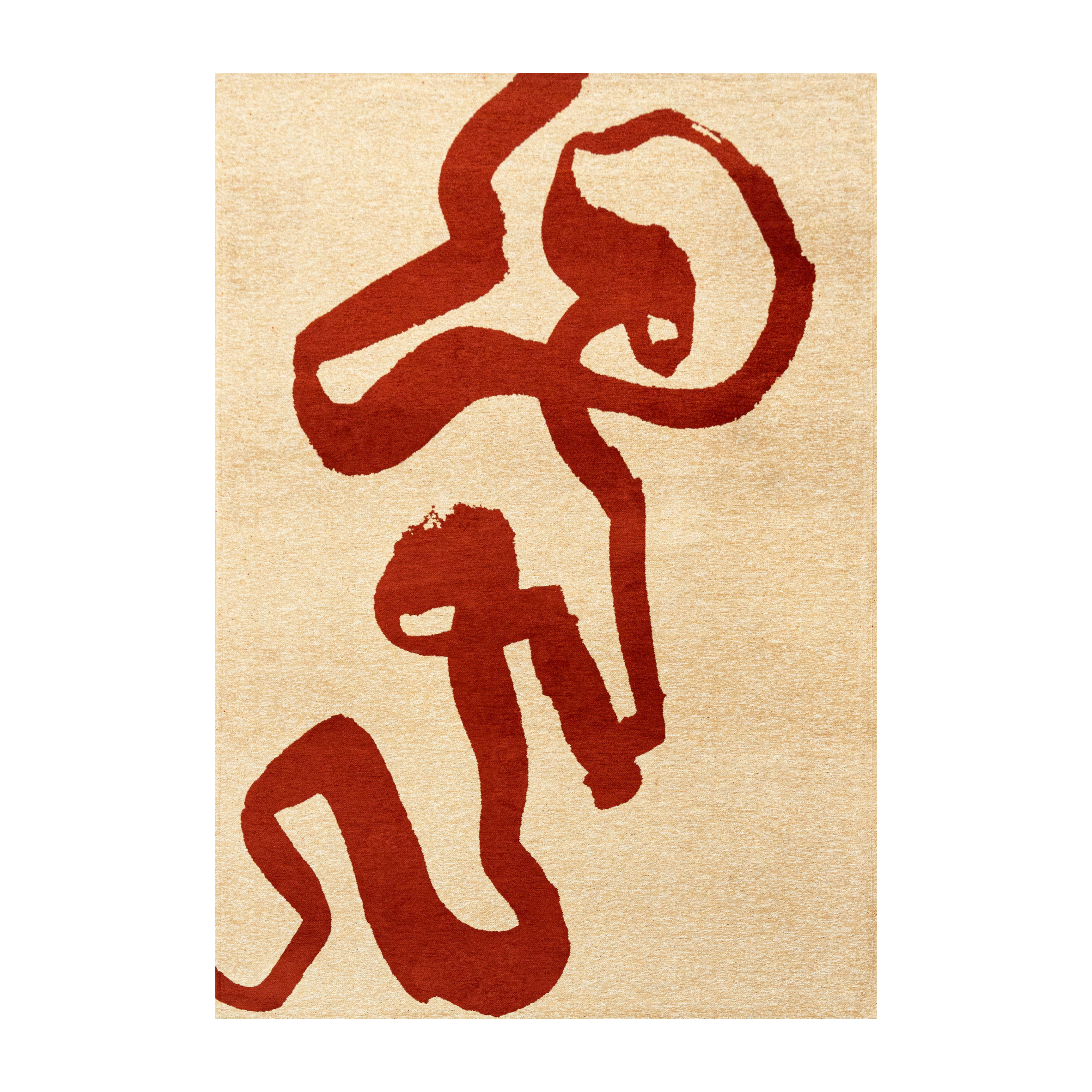 Vloerkleed RIBBON beige met rood