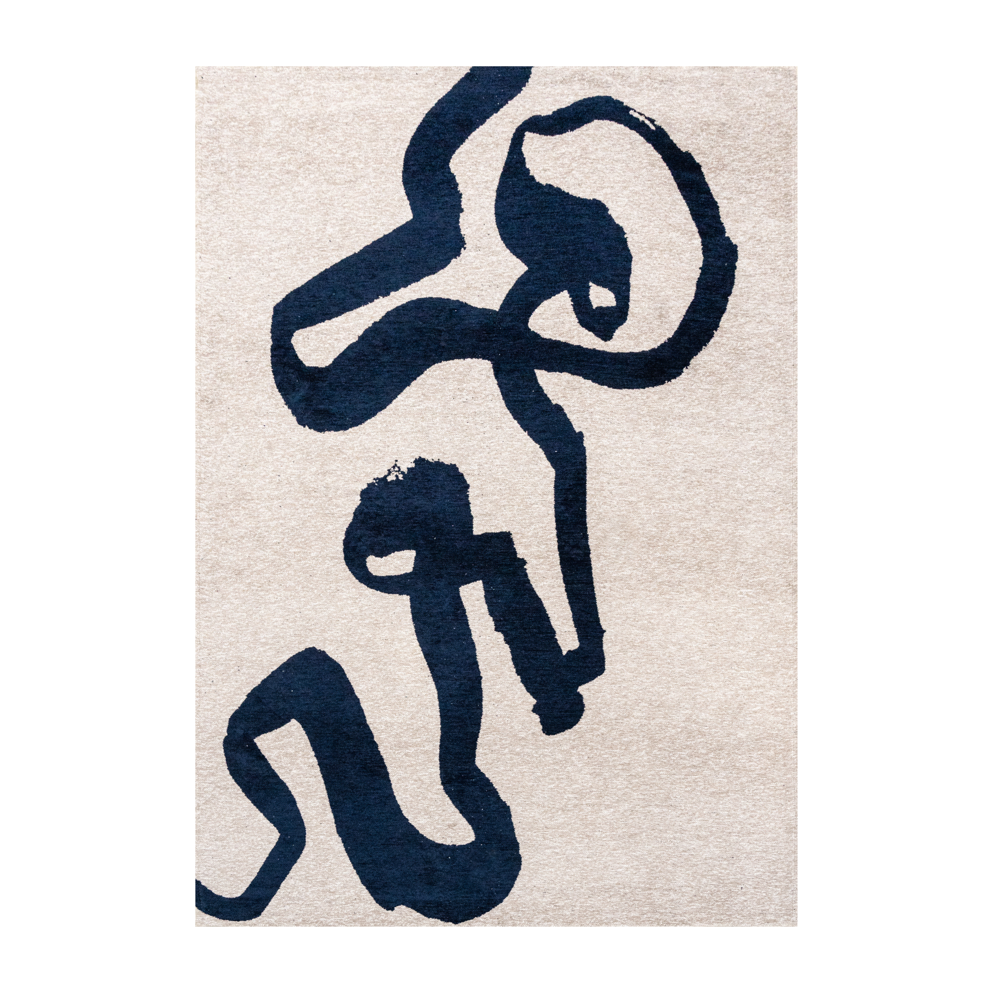 RIBBON Beige Carpet with Dark Blue