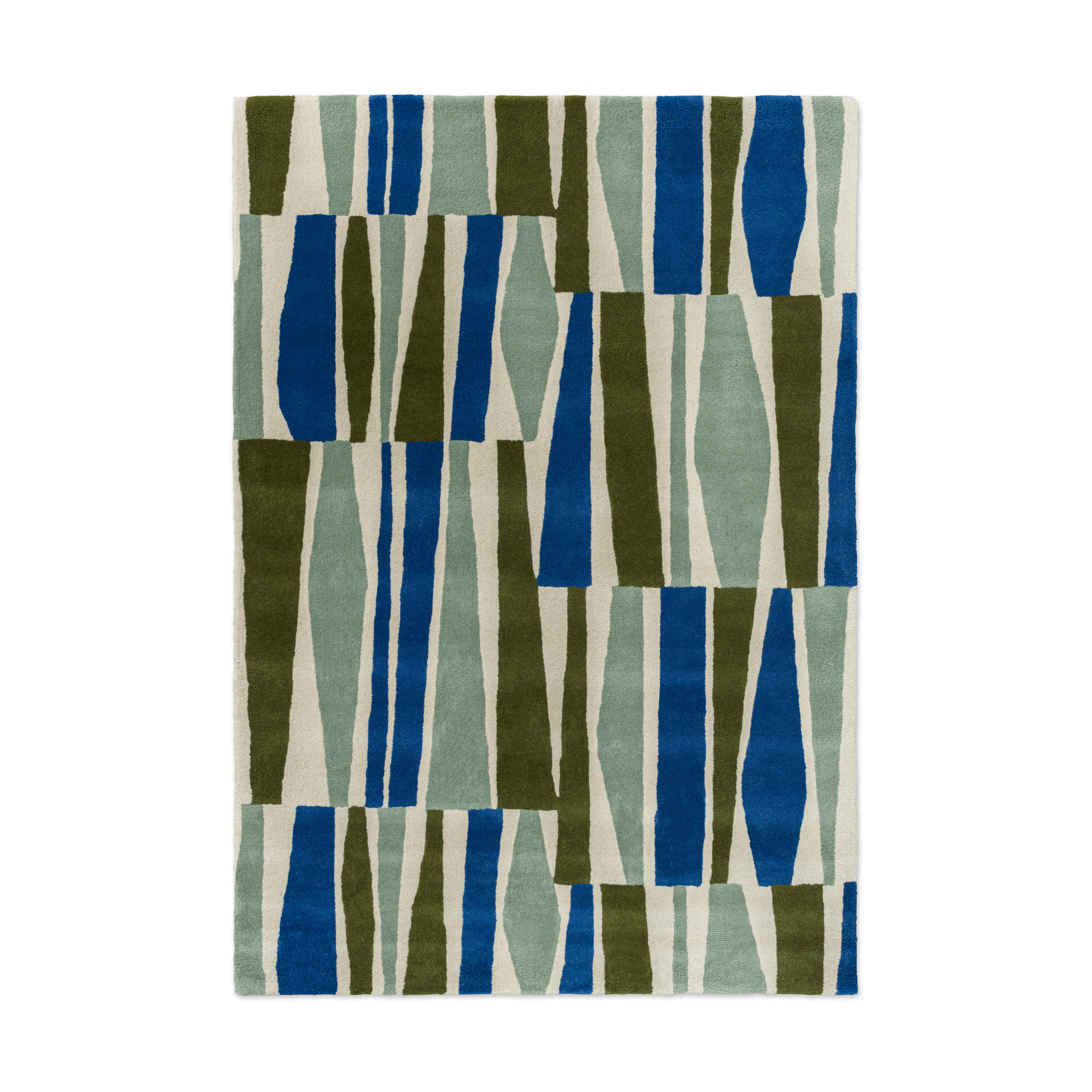 SAKU OLIVE rug in olive green with blue