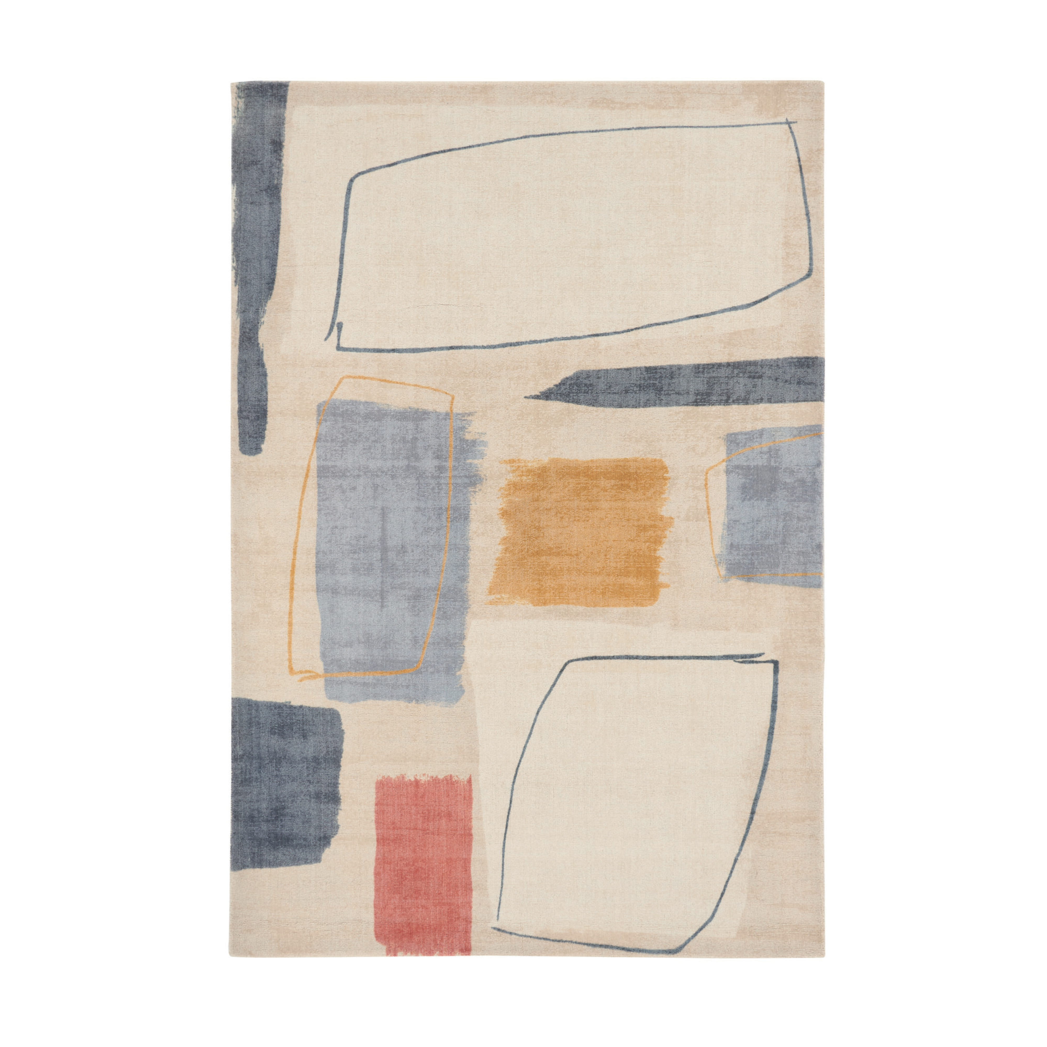 Vloerkleed COMPOSITION AMBER beige met blauw
