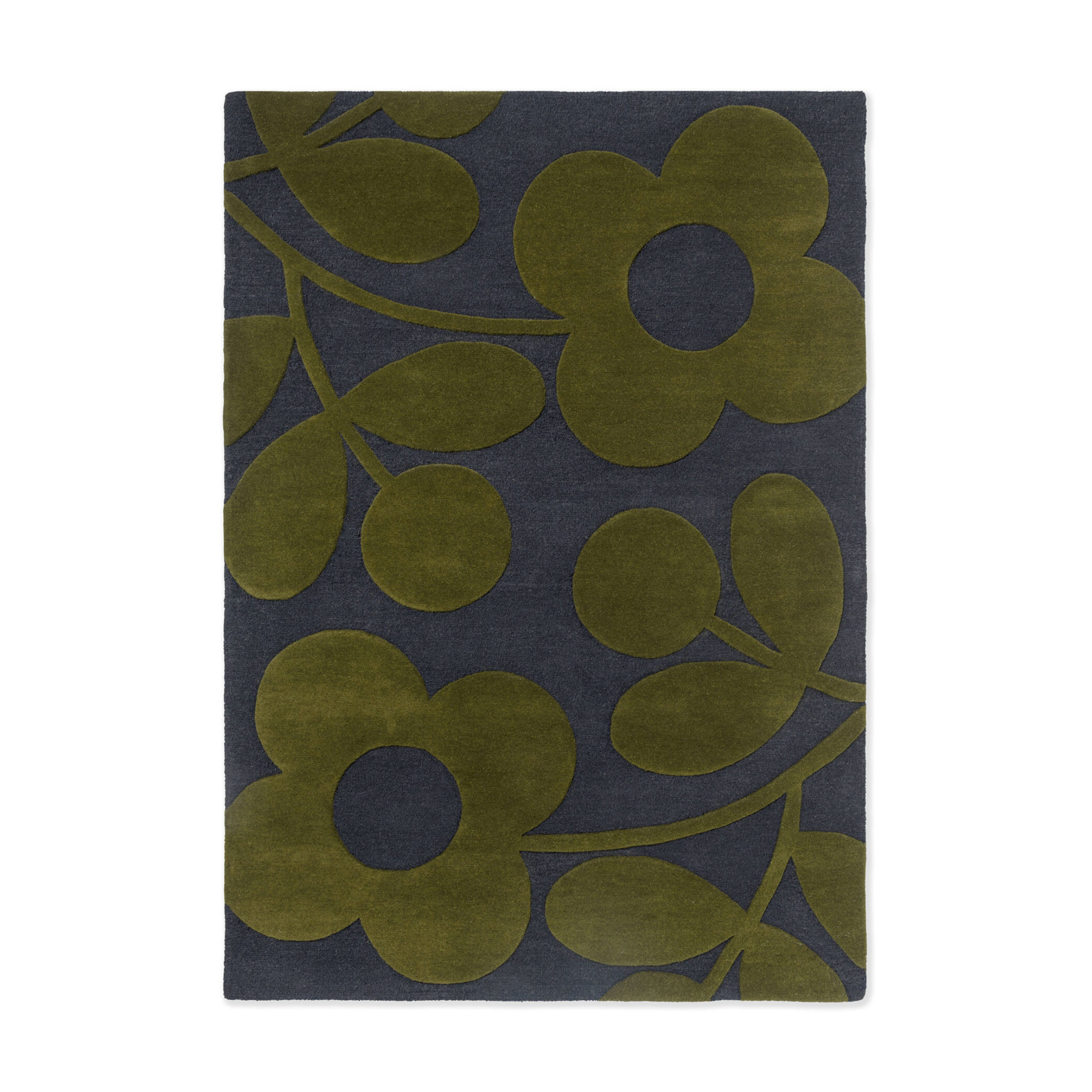 Vloerkleed SPRING STEM donkerblauw met groen