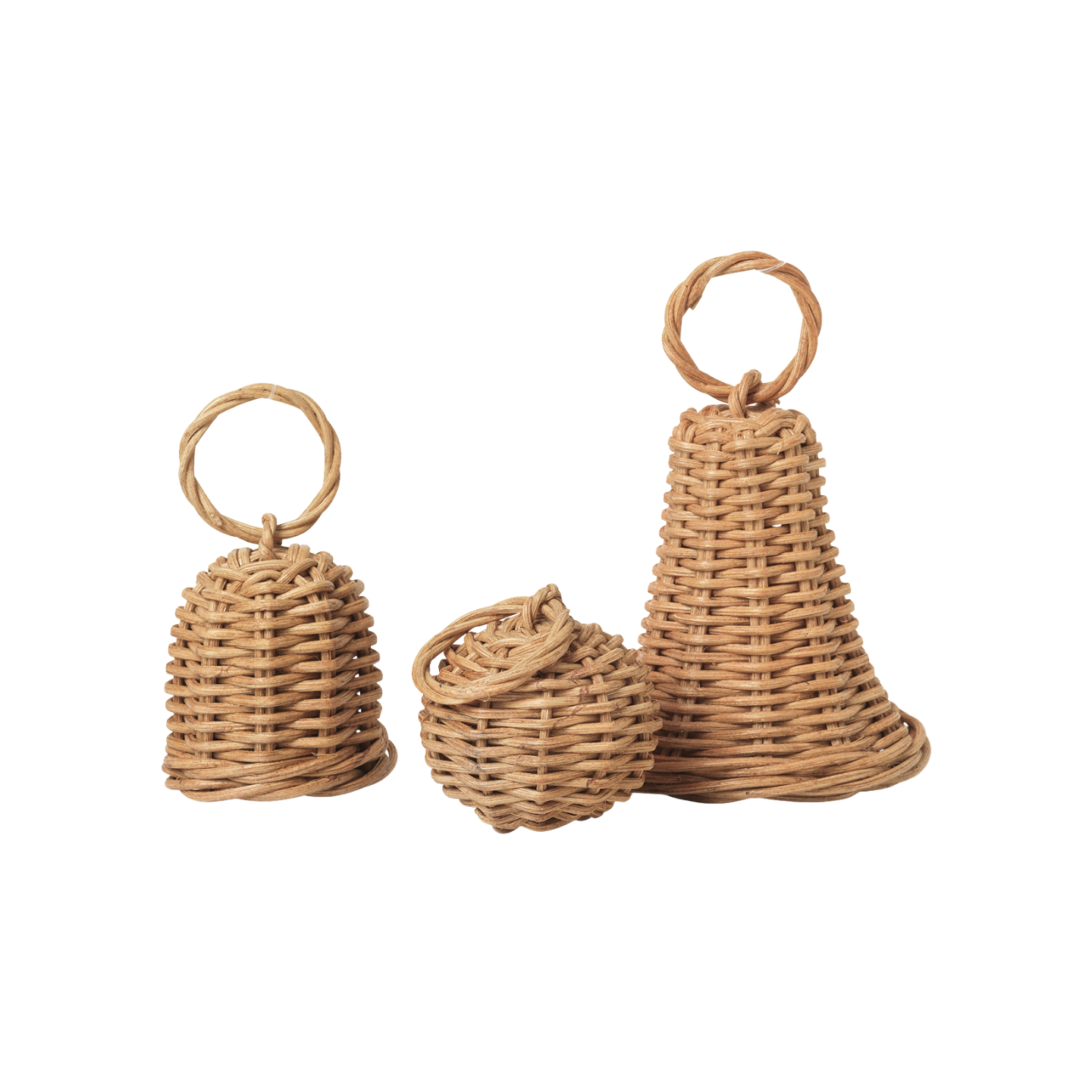 BELL set van rieten kerstballen