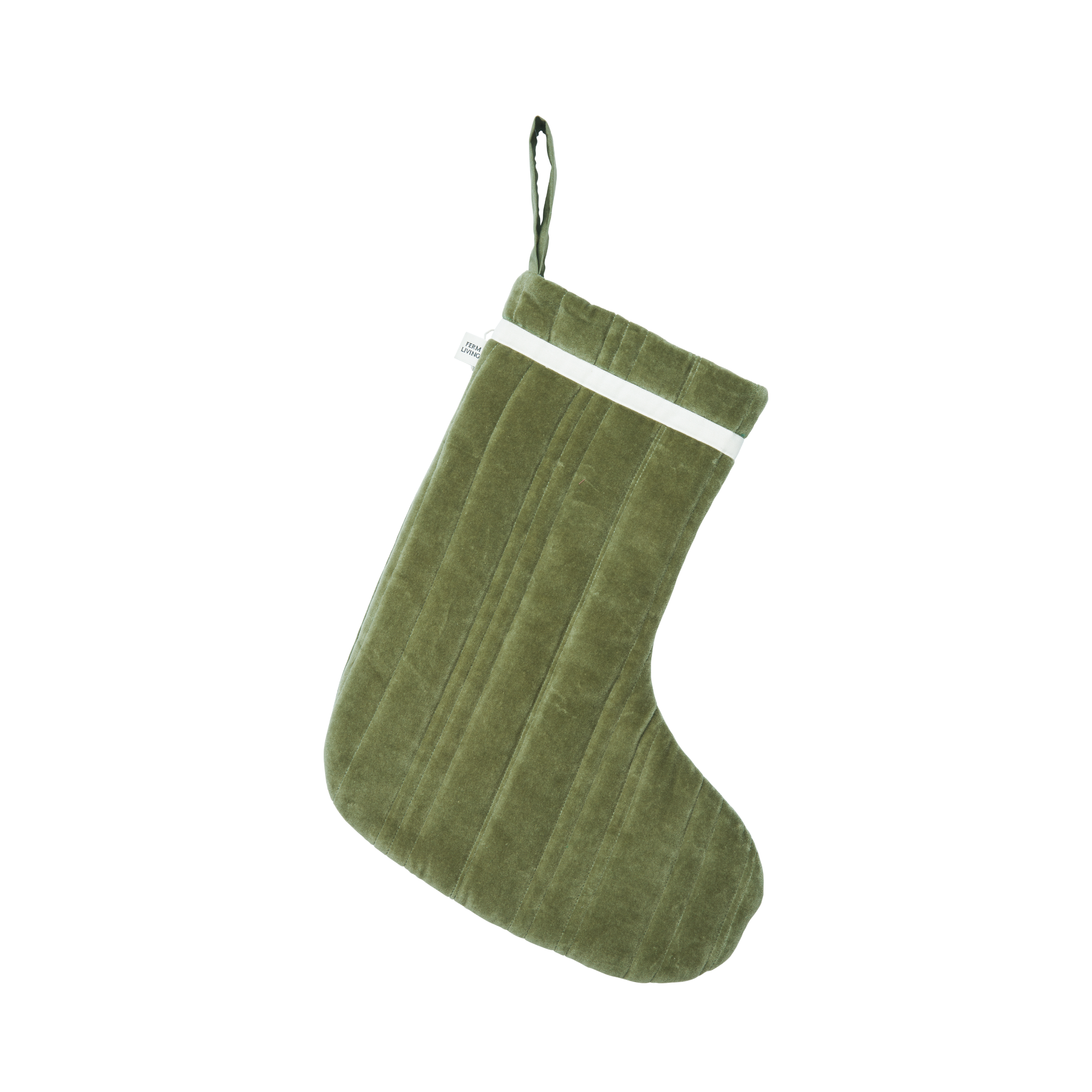 VARI QUILTED CHRISTMAS STOCKING green with white