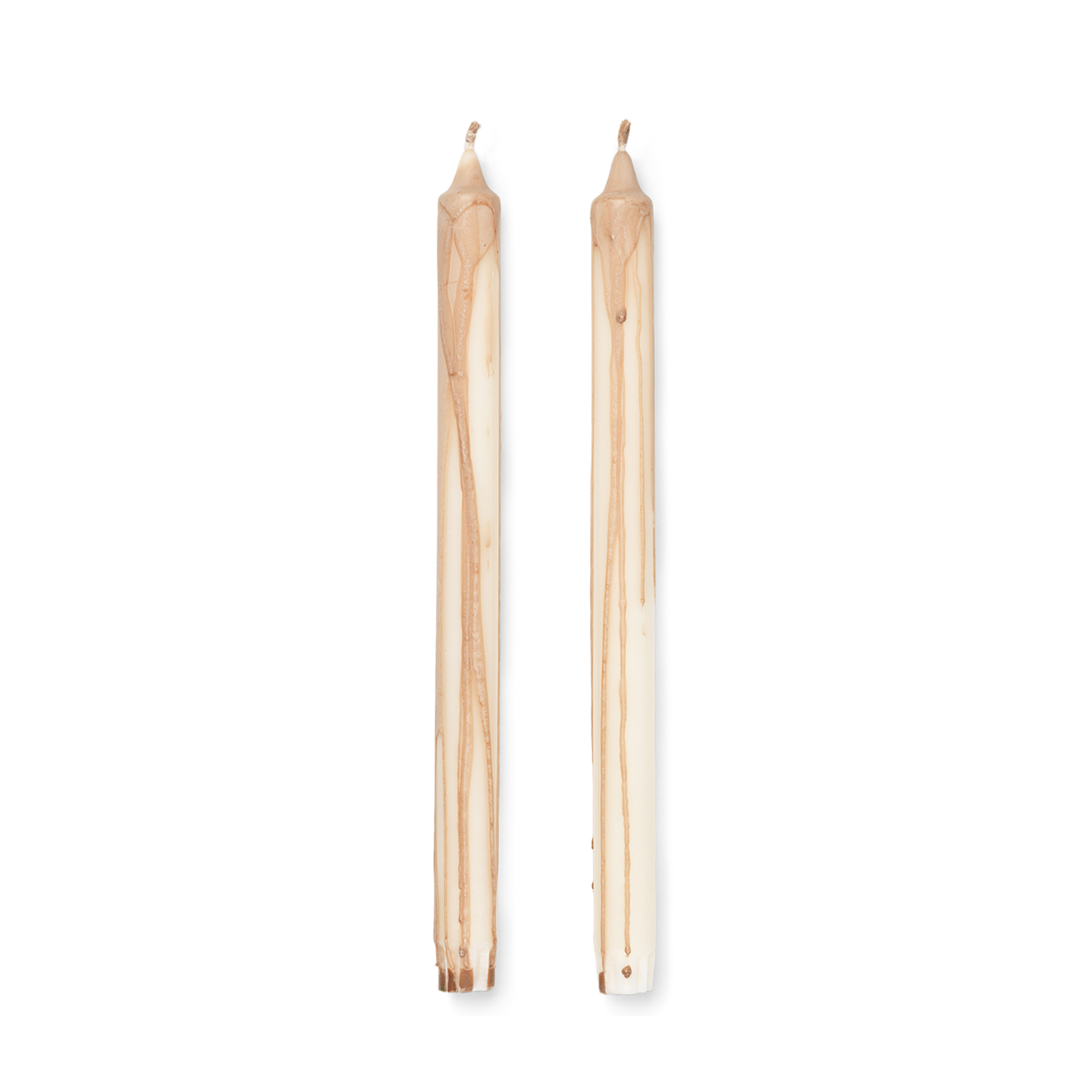 Beige kaarsenset DRYP met roze