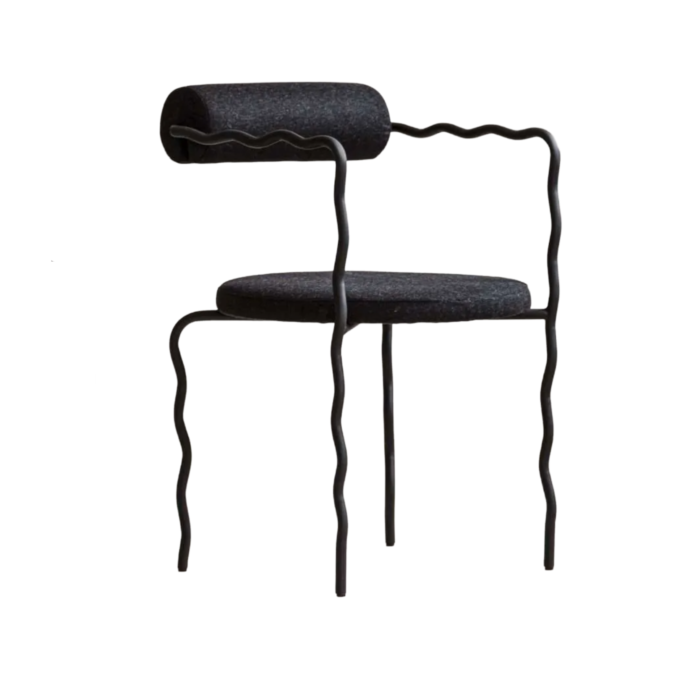 SAGE VAGUE fauteuil met armleuningen, gestoffeerd met een metalen basis