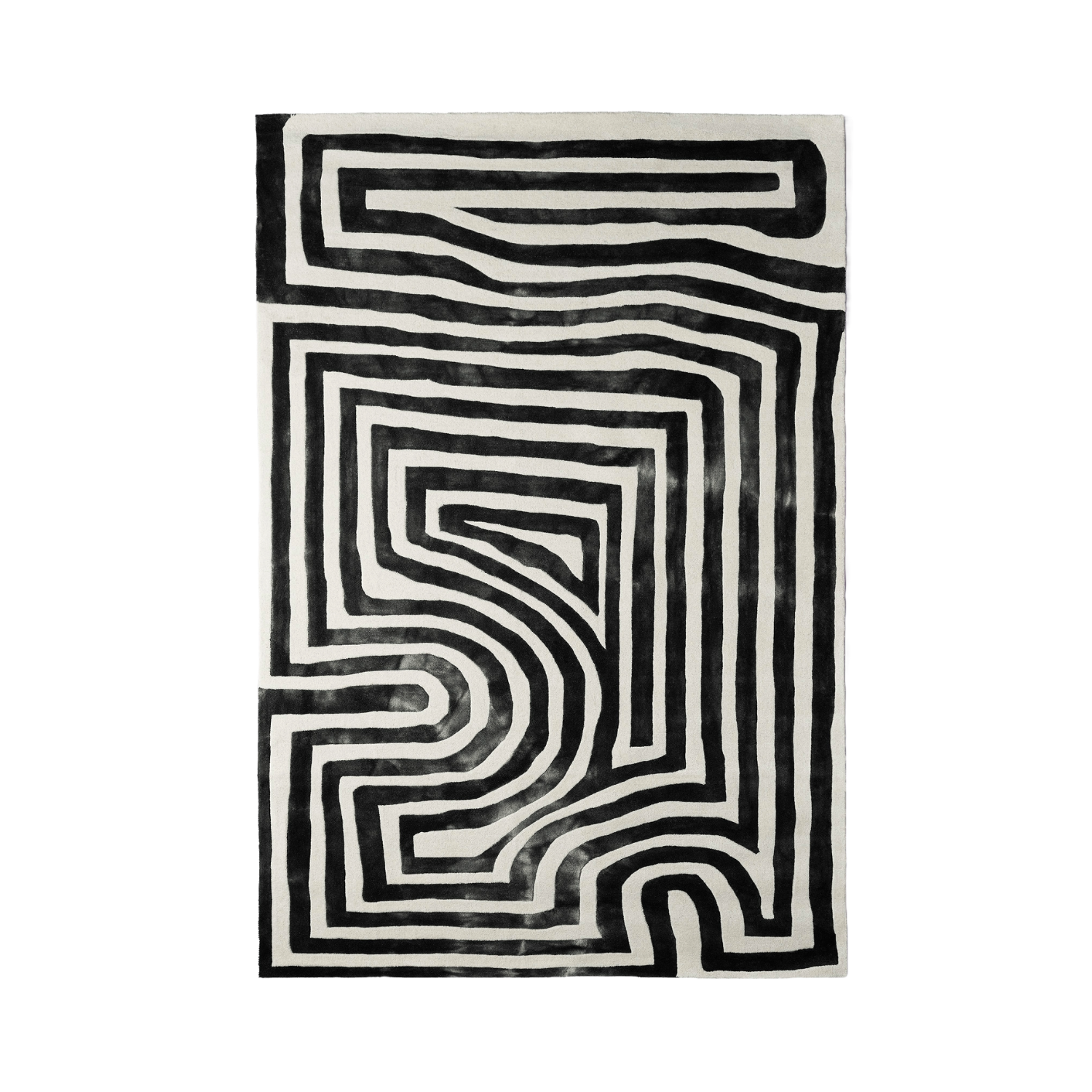 PSYCHEDELIC LABYRINTH rug black and white