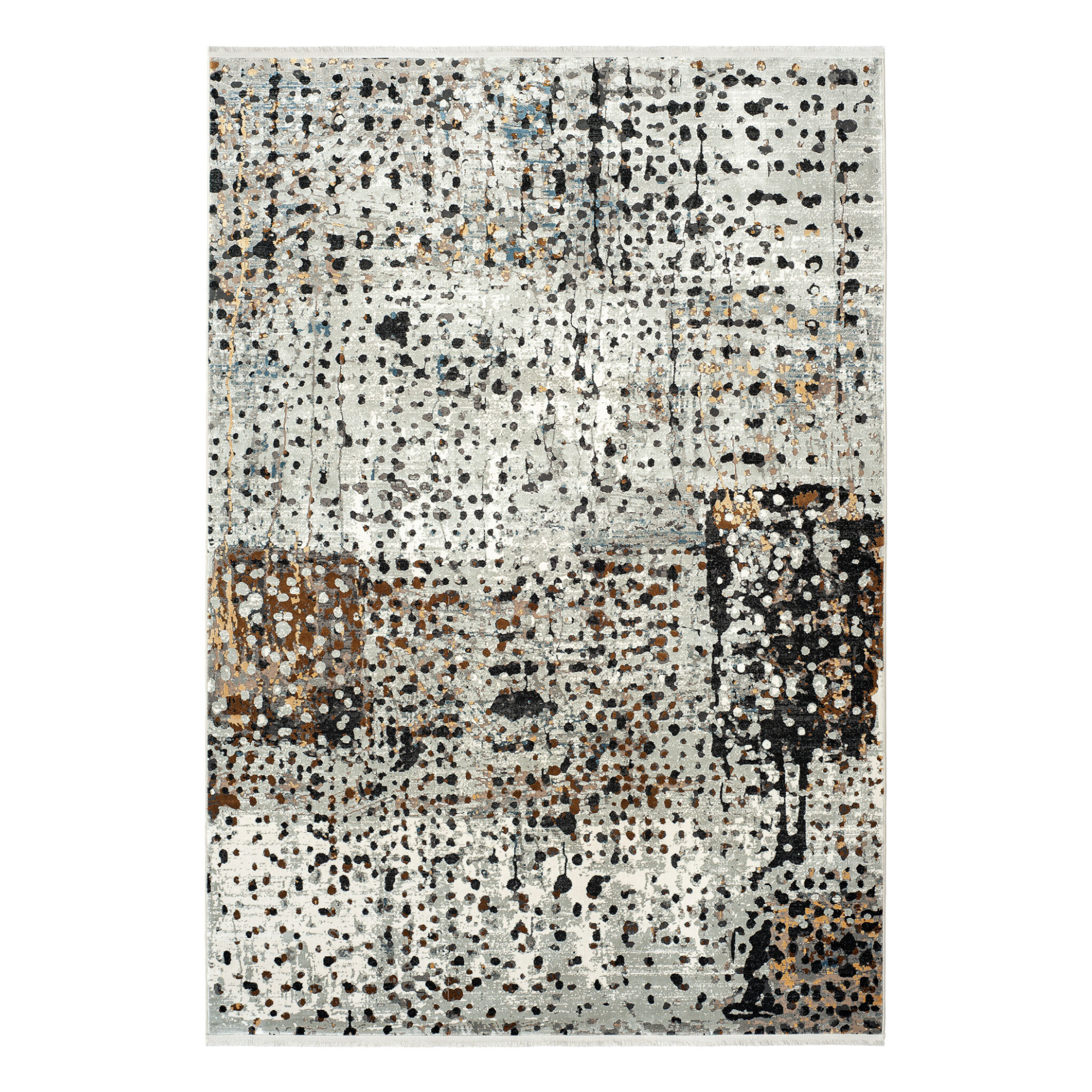 Punkteteppich ROYAL grau mit Schwarz und Braun