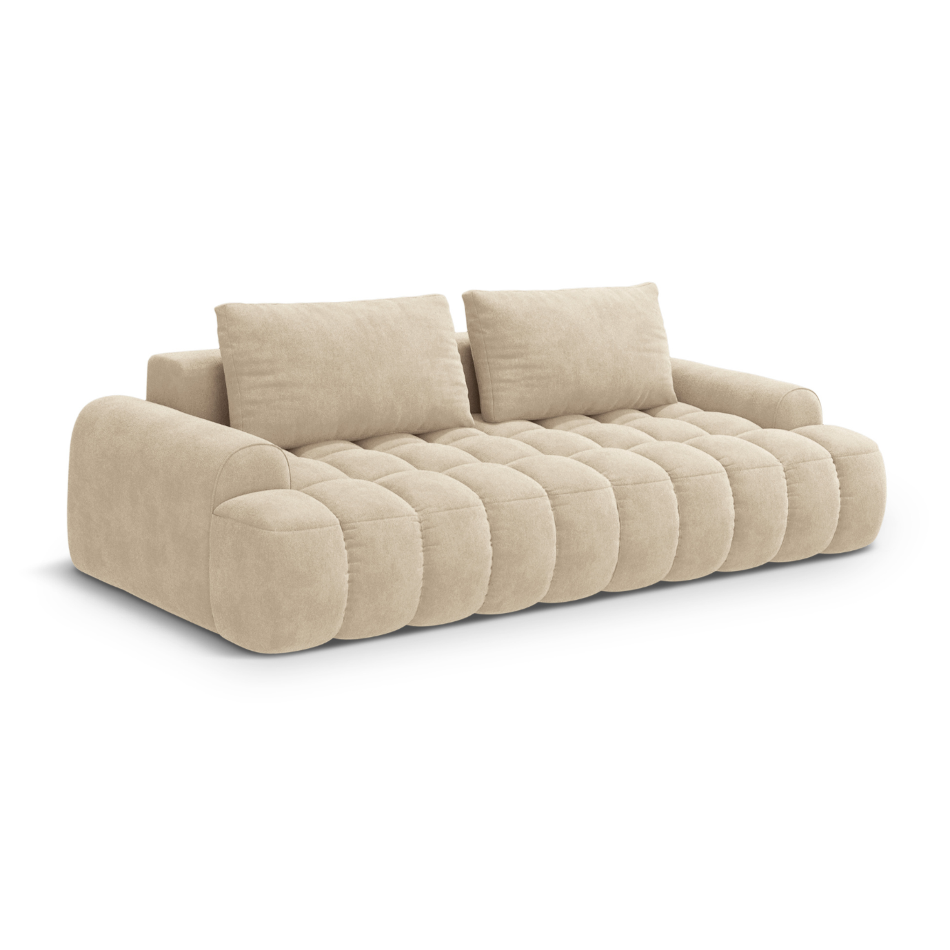 Sofa aus Samt mit Schlaf-Funktion für 4 Personen LINZ hellbeige