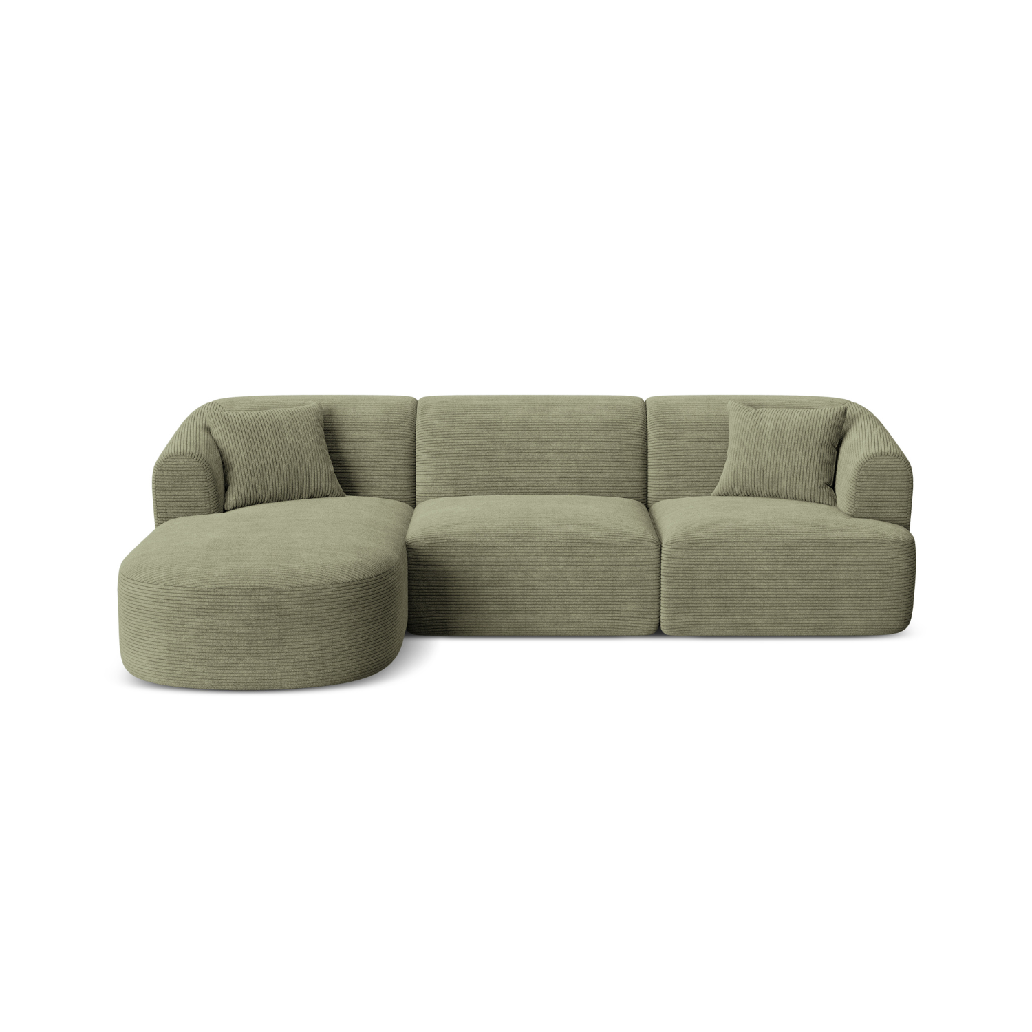 Left-sided 4-seater sofa CAMPI green corduroy