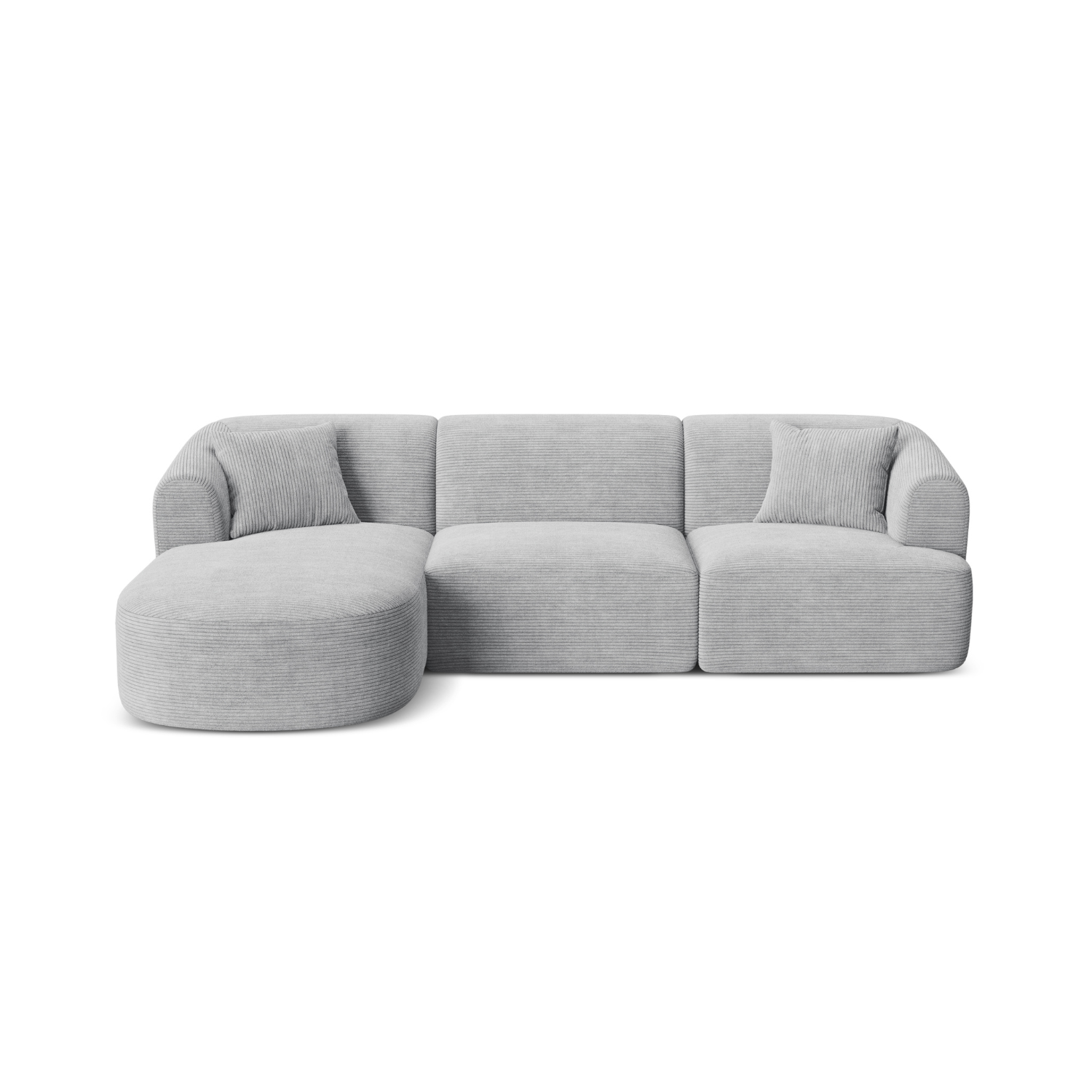 Linksseitiges 4-Sitzer-Sofa CAMPI hellgrau Cord