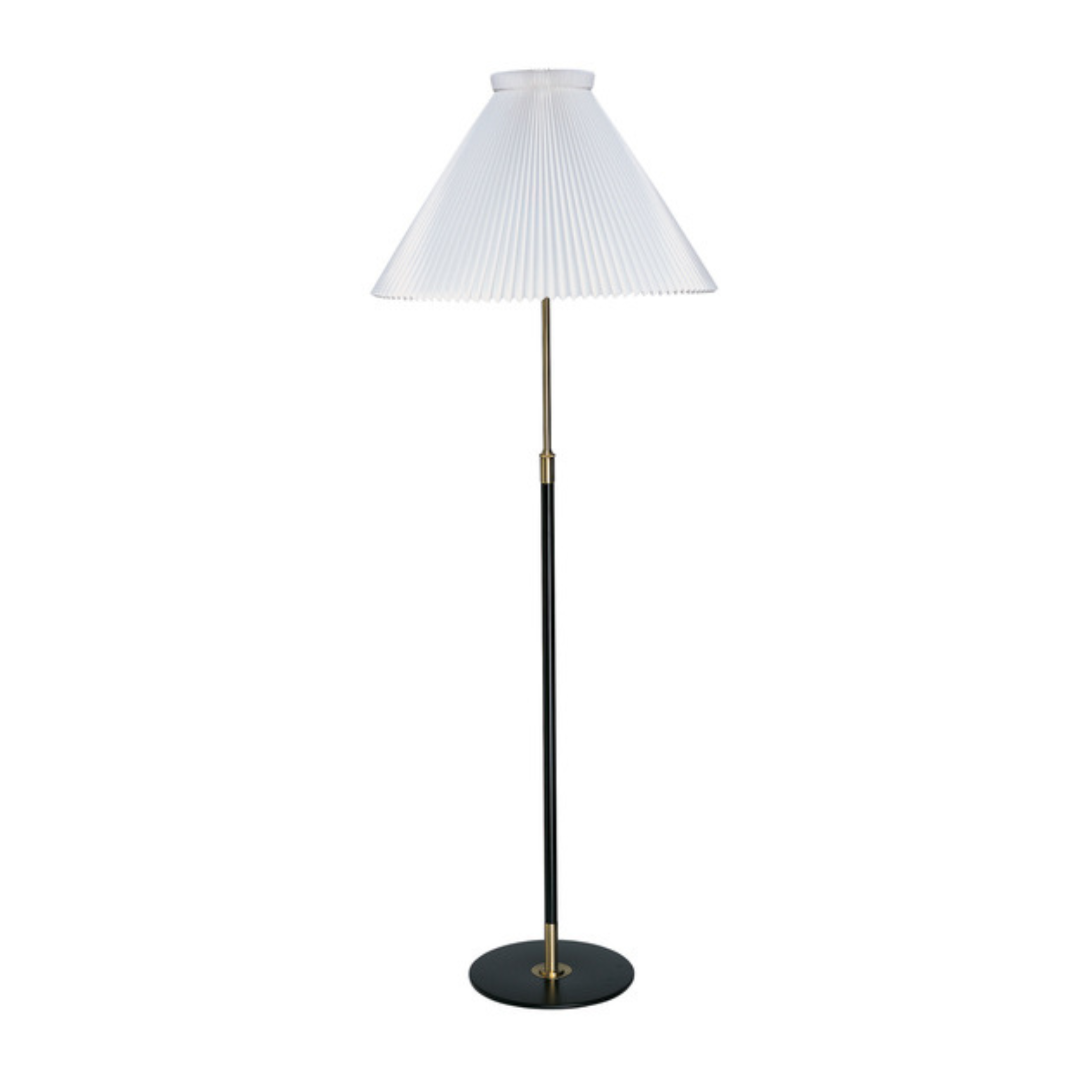 Stehlampe MODELL 351 weiß mit schwarz-goldenem Fuß