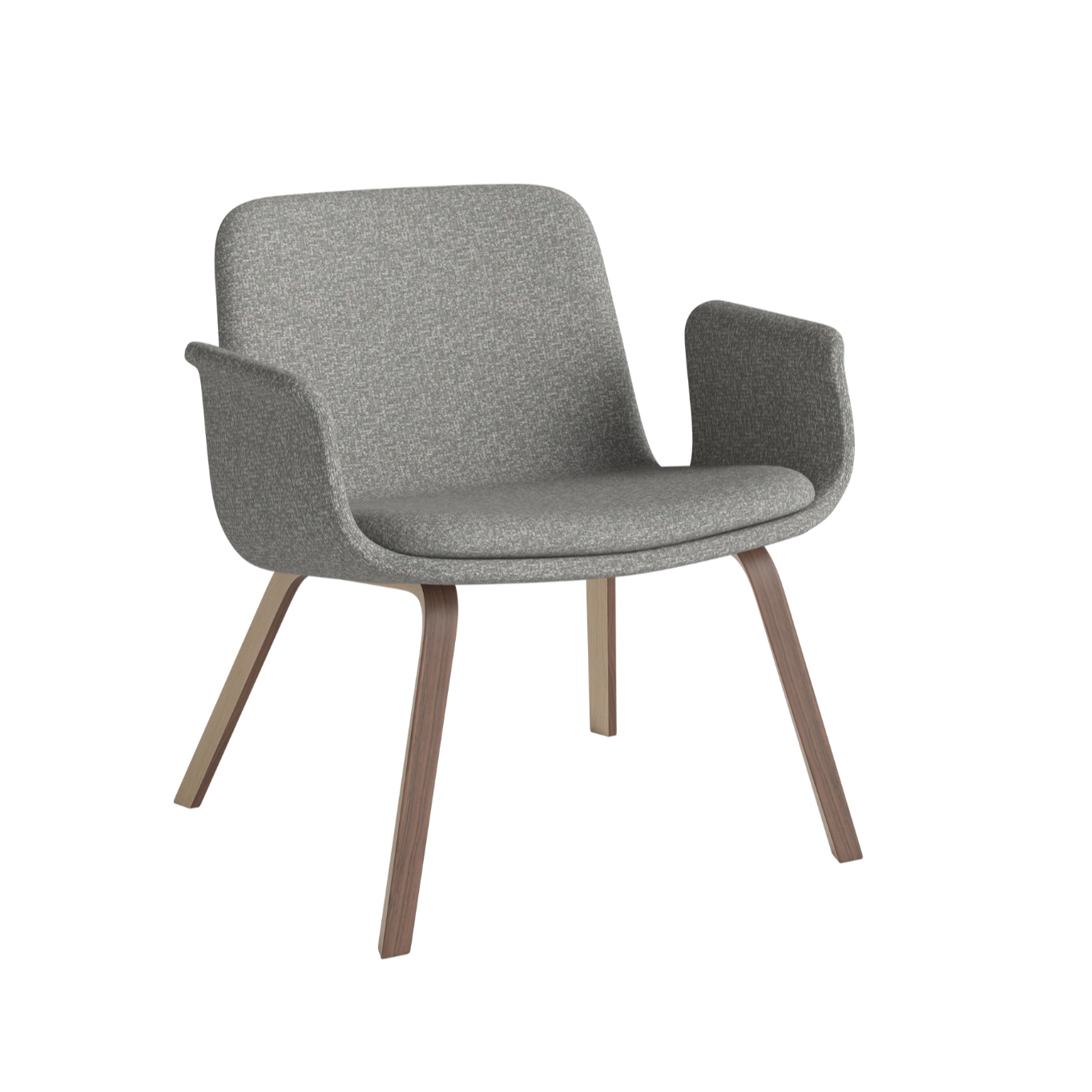 Armchair with palm armrests upholstered with a nut base