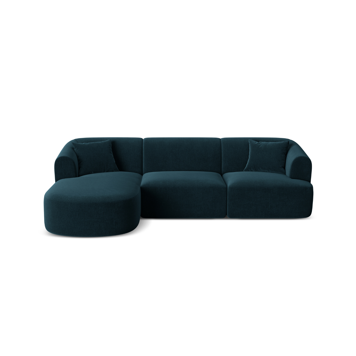 Velvet corner sofa left-sided for 4 people CAMPI petrol