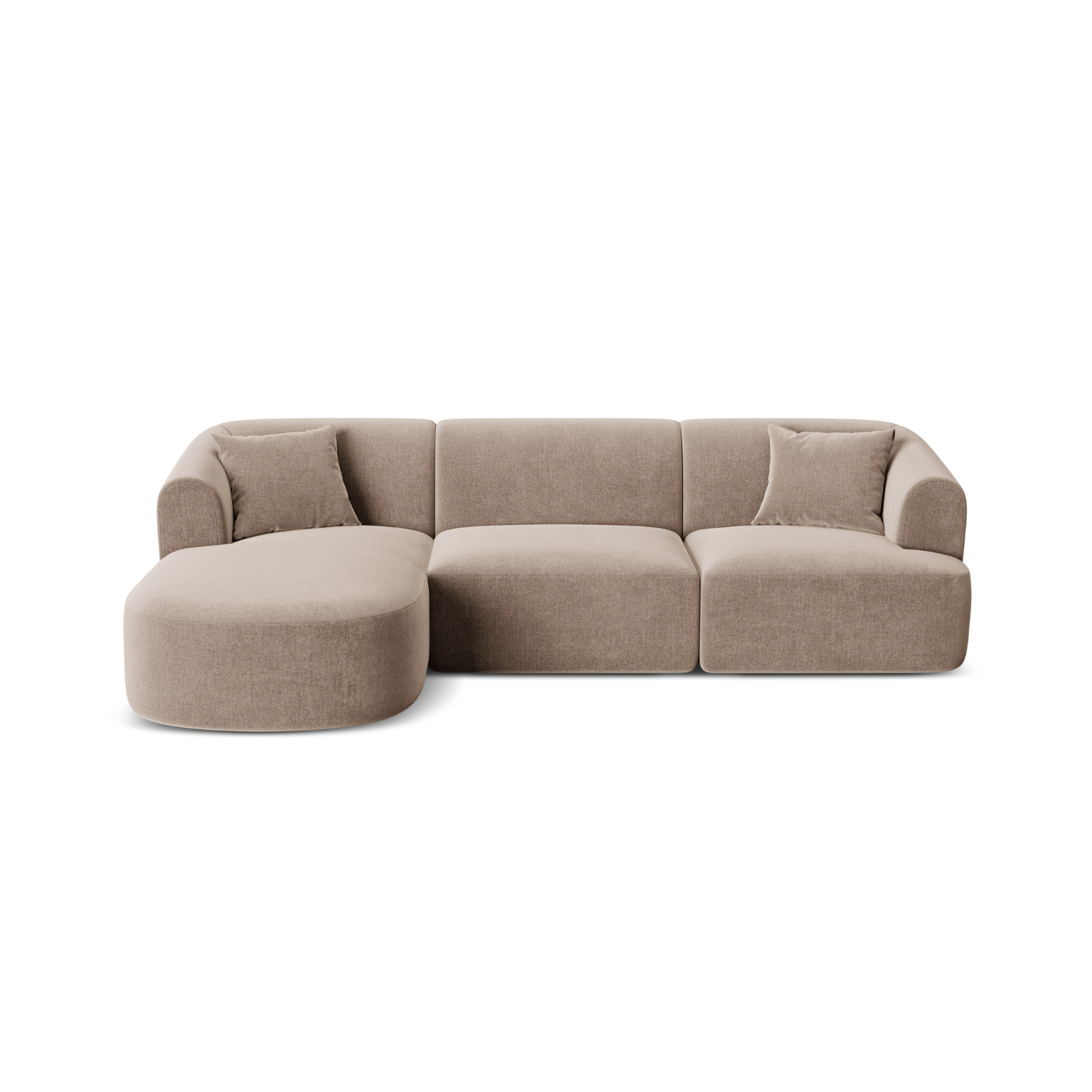 Samt-Ecksofa linksseitig für 4 Personen CAMPI dunkelbeige