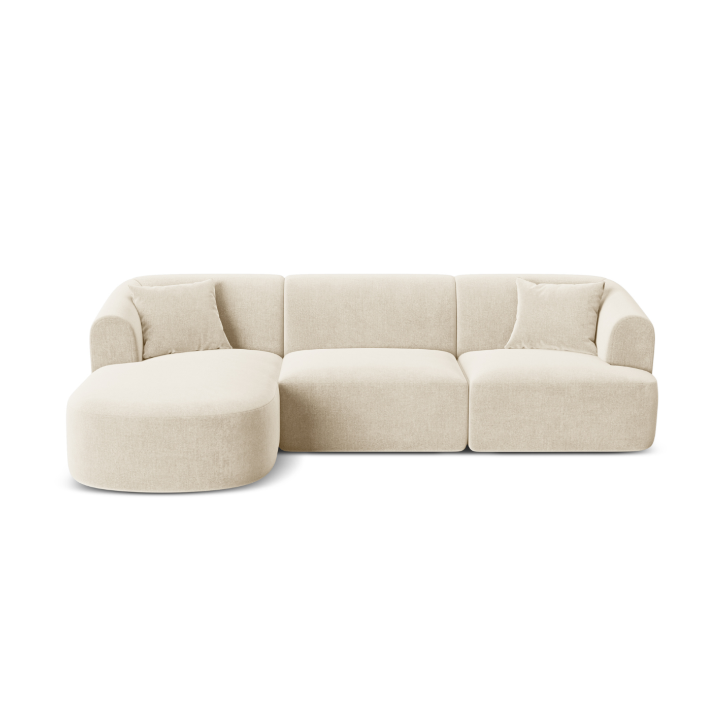 Samt-Ecksofa linksseitig für 4 Personen CAMPI hellbeige