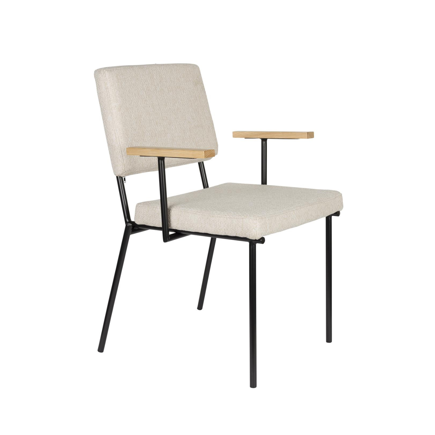 FELLOW fauteuil met armleuningen beige met zwarte basis