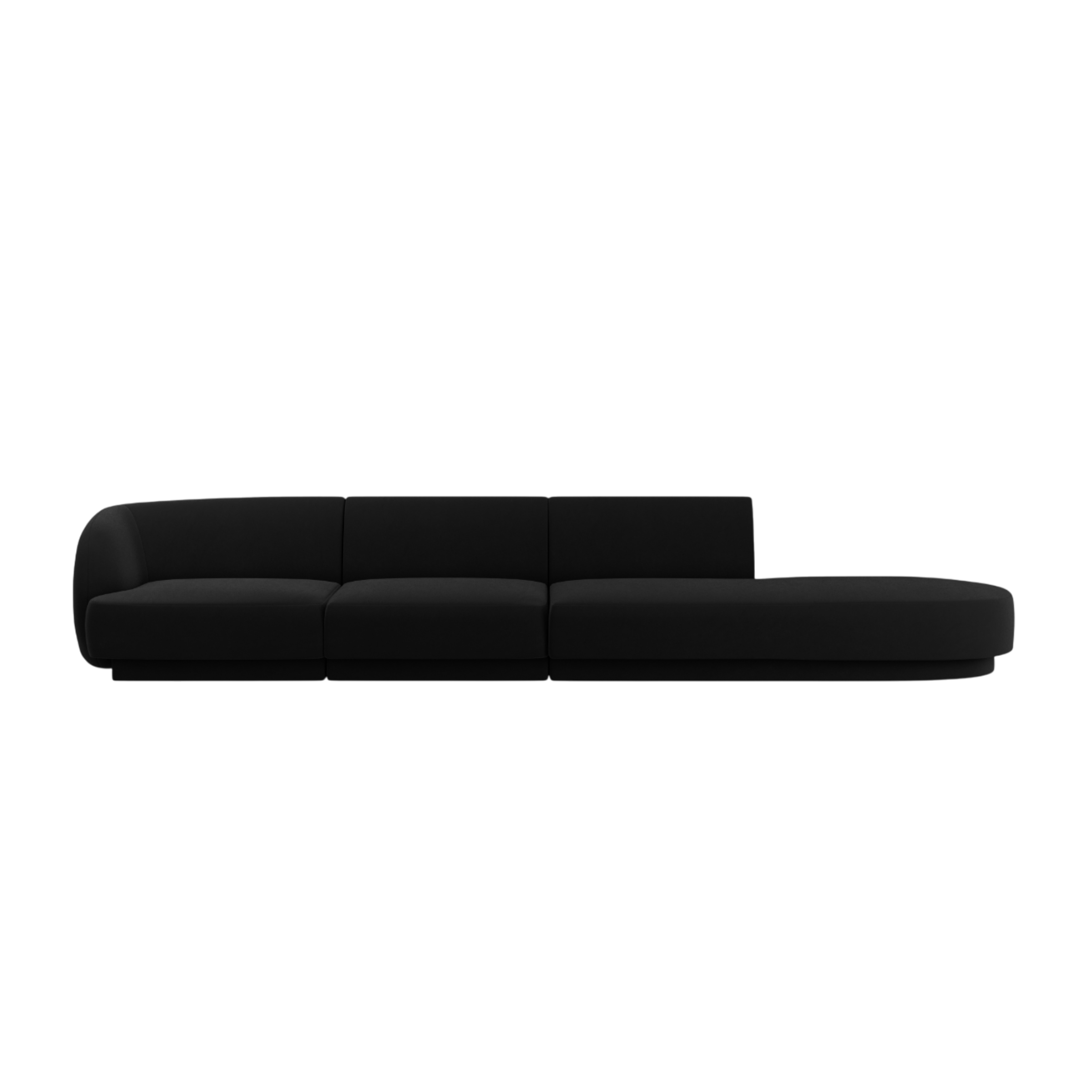Velvet right-facing open 4-seater sofa MILEY black