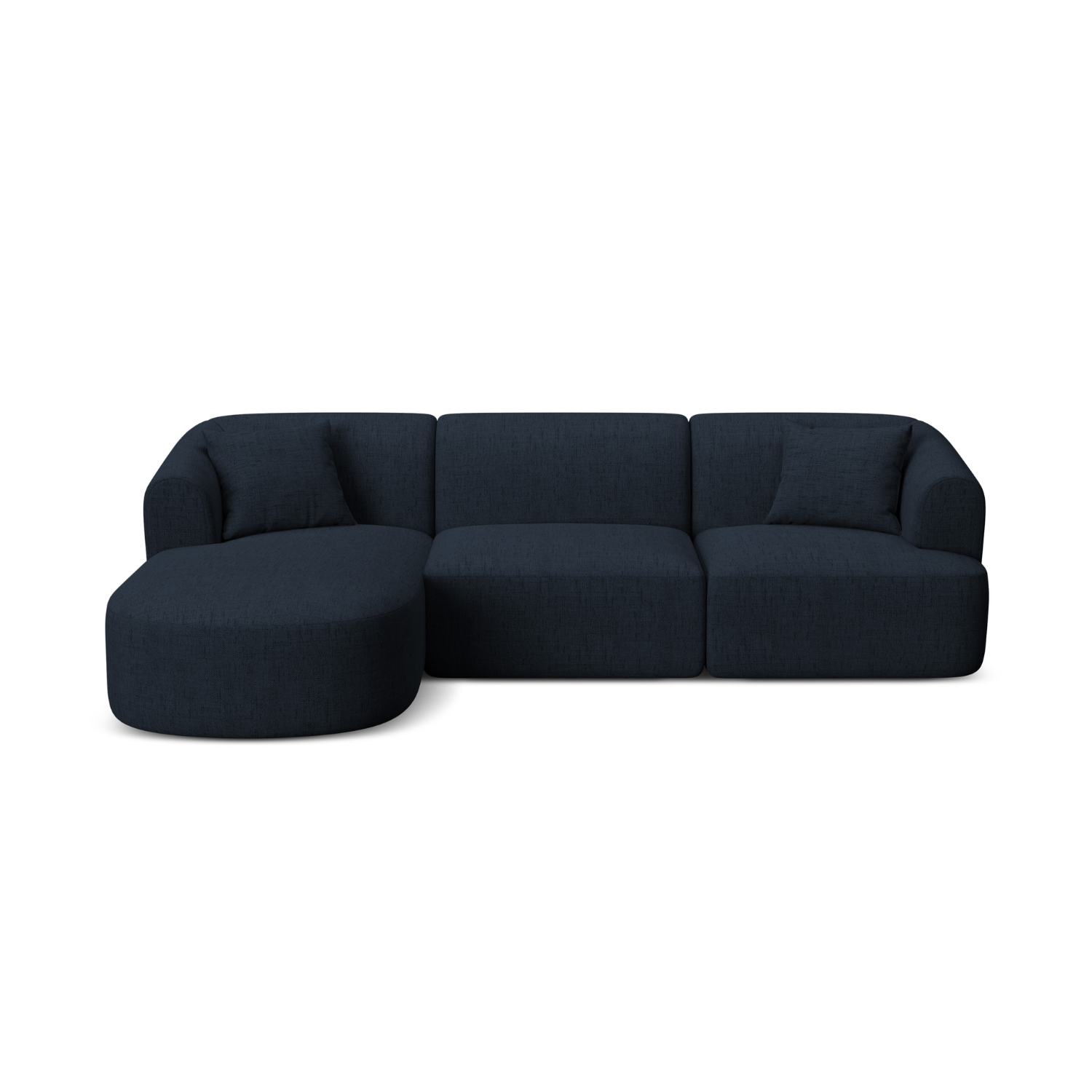 Left-sided 4-seater sofa CAMPI blue chenille